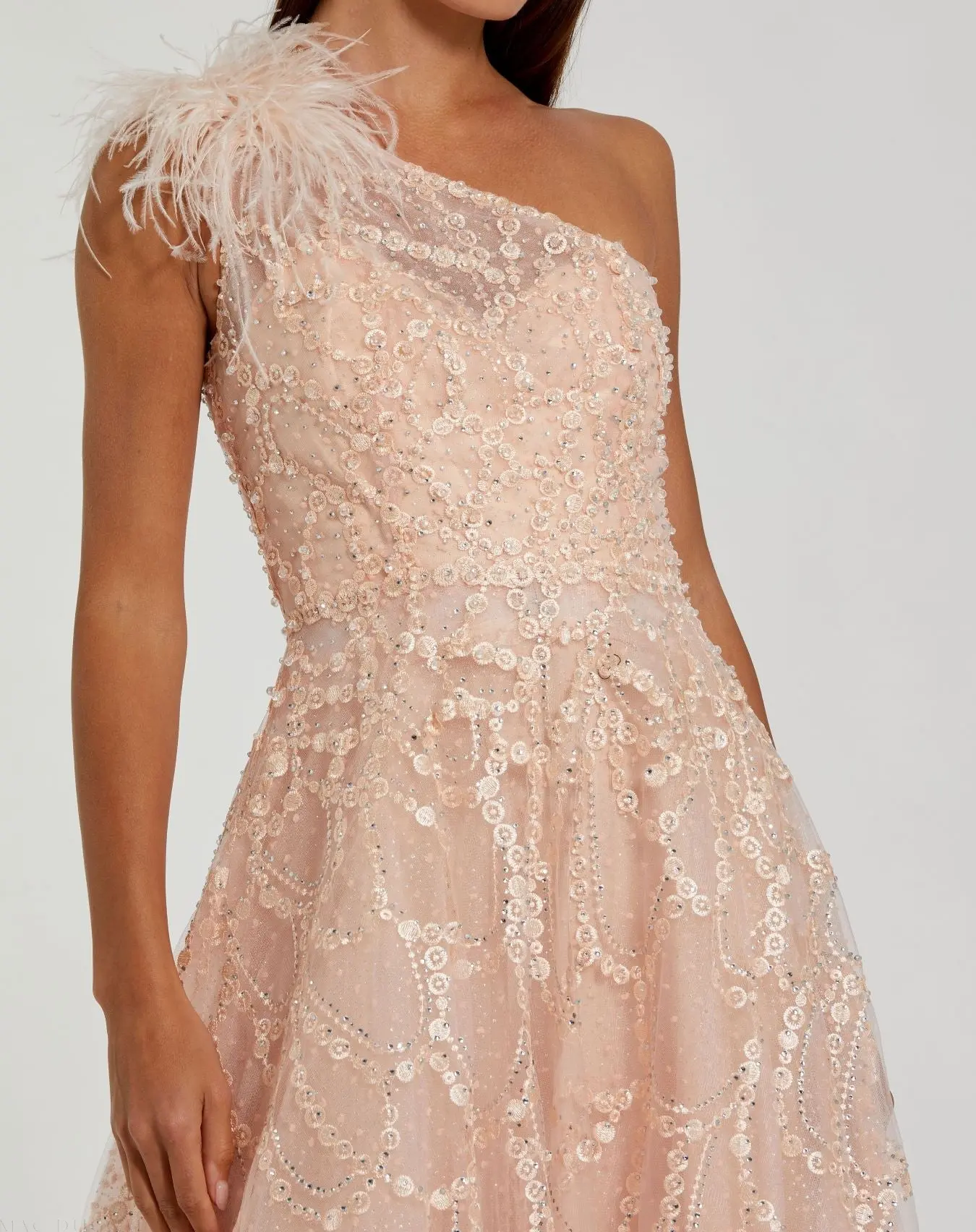Pink Embellished One Shoulder A Line Gown - Image 2