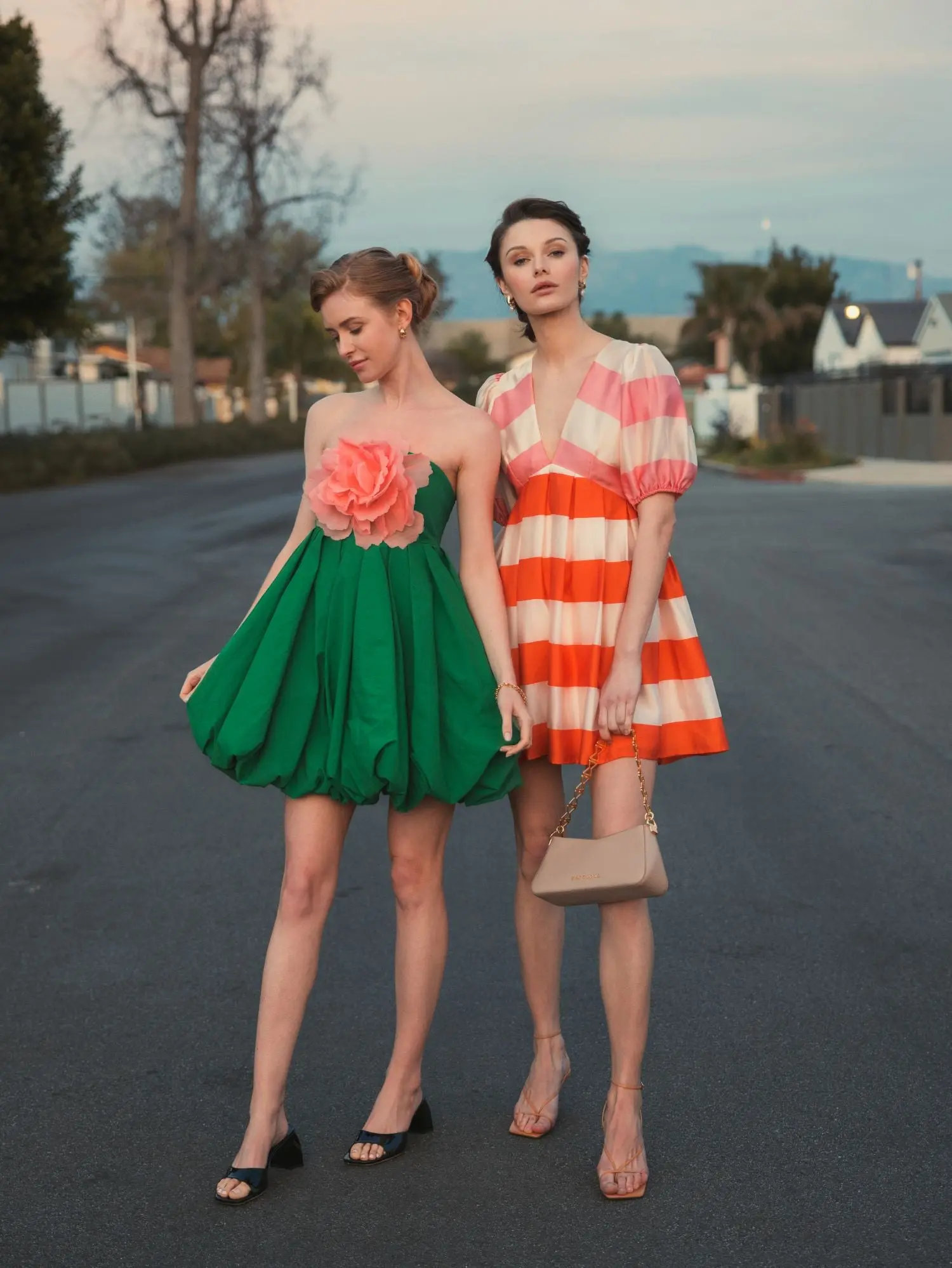 Green Strapless Faille Mini Dress With 3D Flower - Image 8