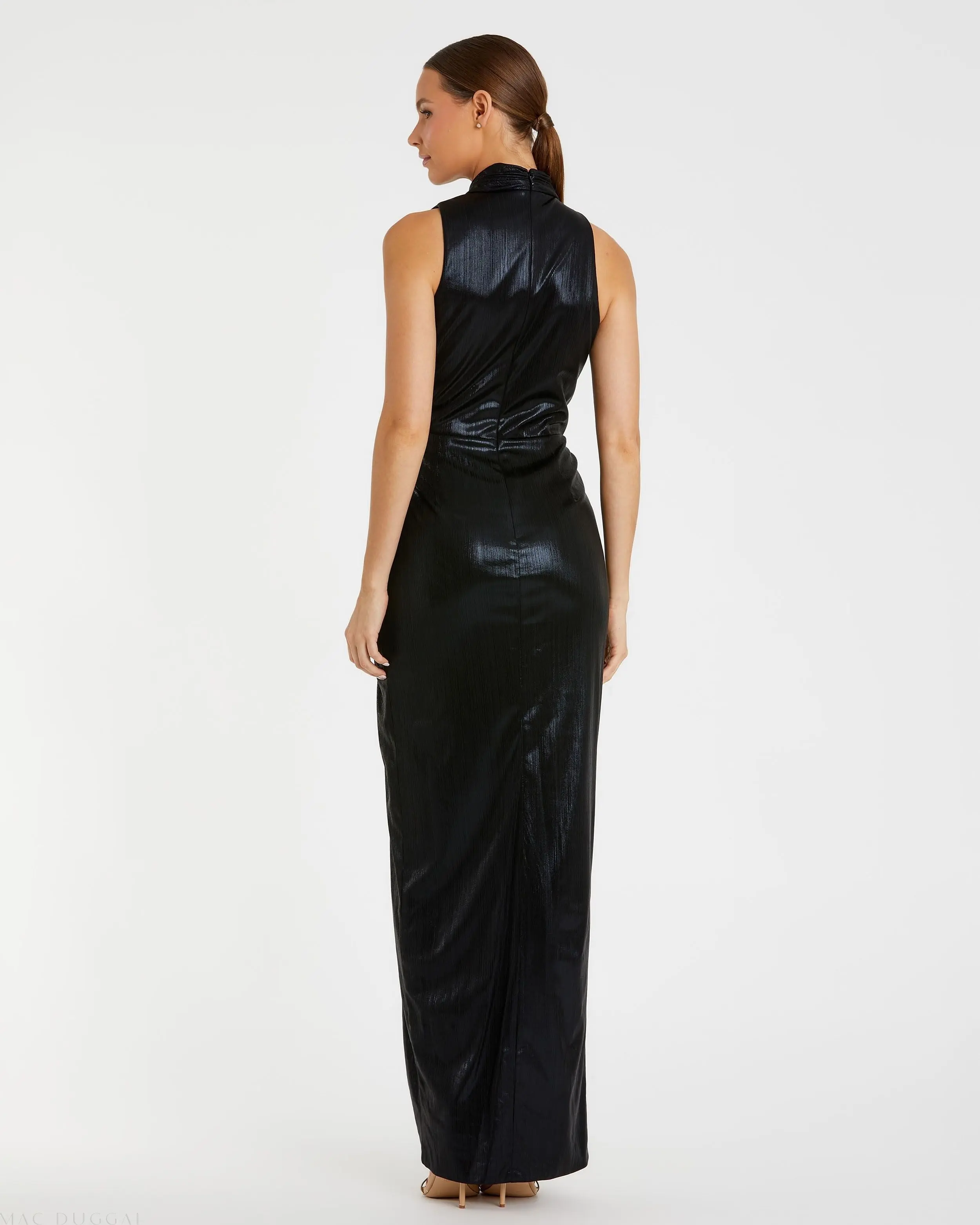Black High Neck Sleeveless Gown - Image 3