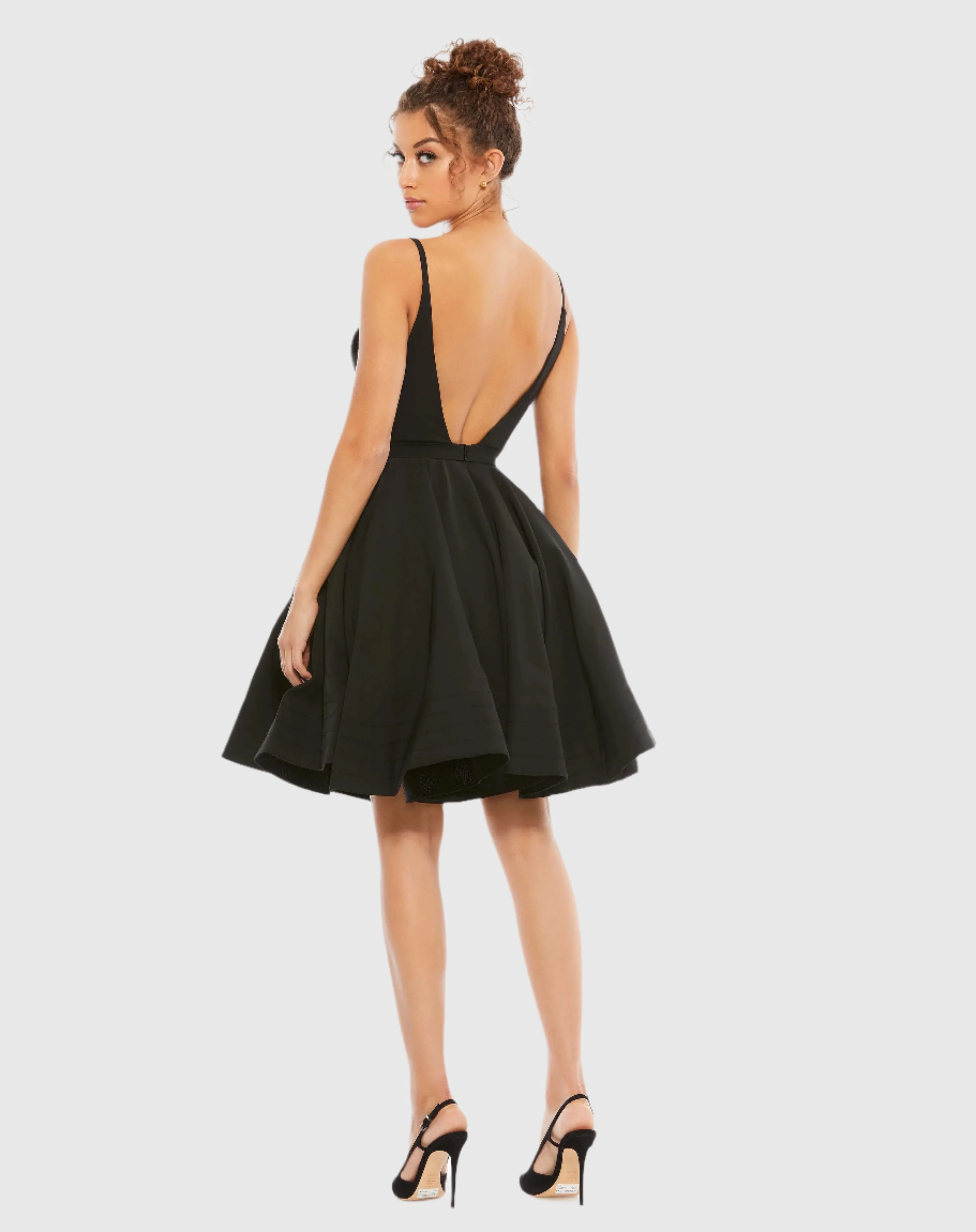Black Low Back A-Line Party Dress - Image 2