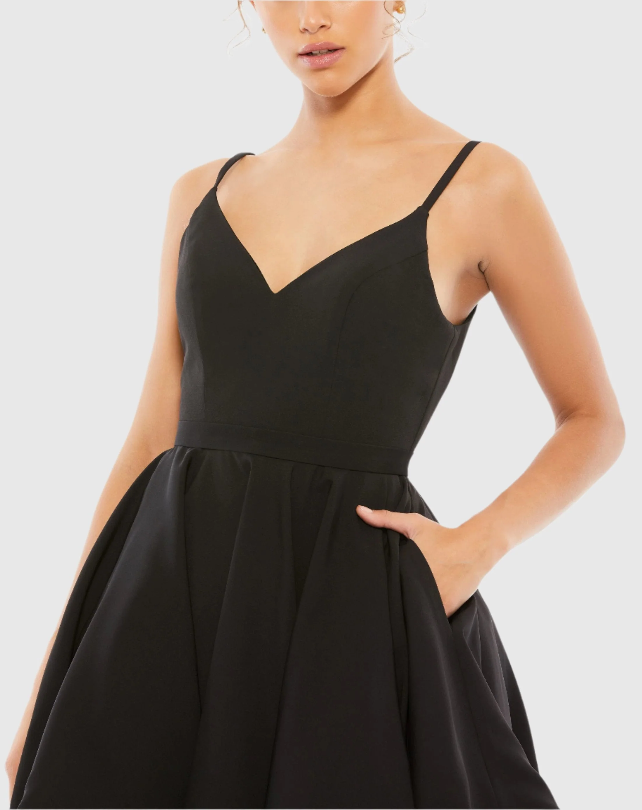 Black Low Back A-Line Party Dress - Image 3