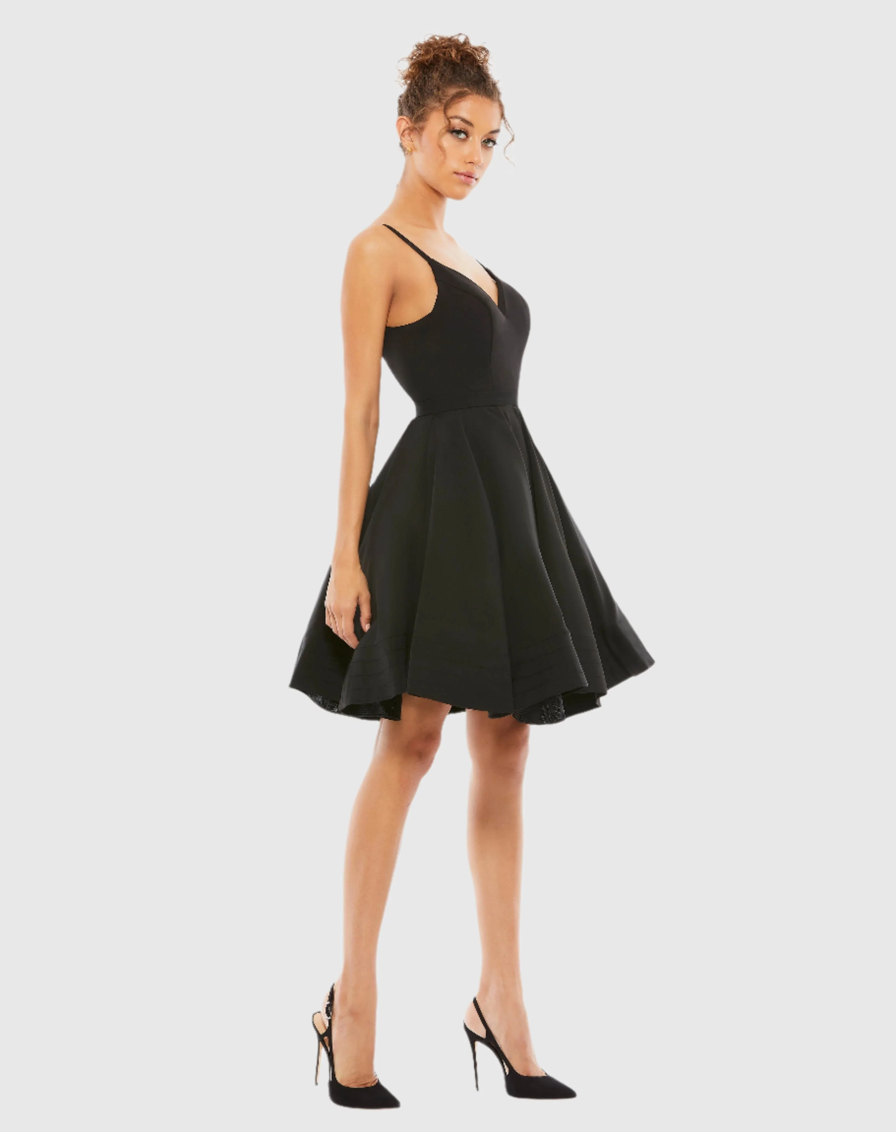 Black Low Back A-Line Party Dress - Image 4