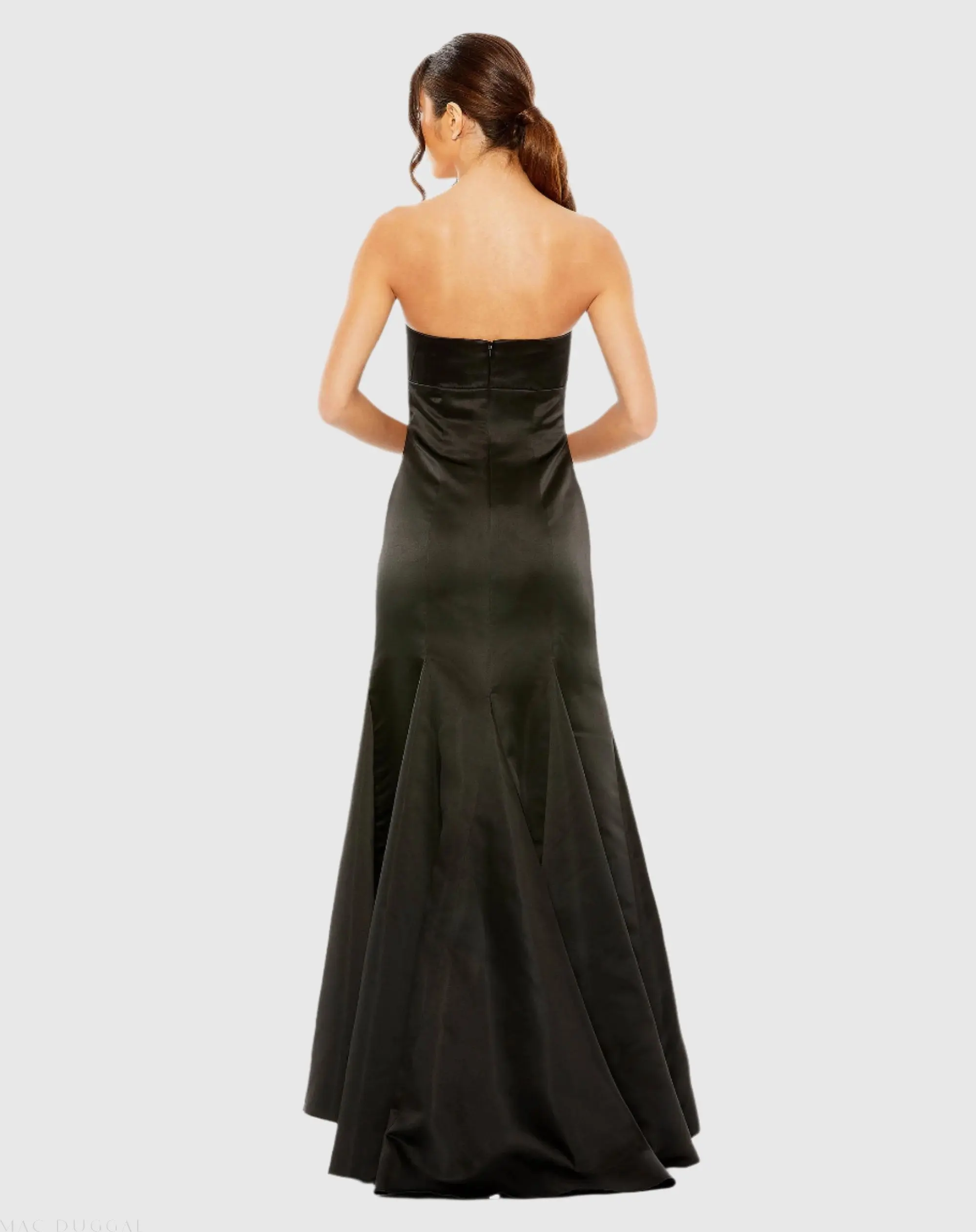 Black Strapless Bow Mermaid Gown - Image 3