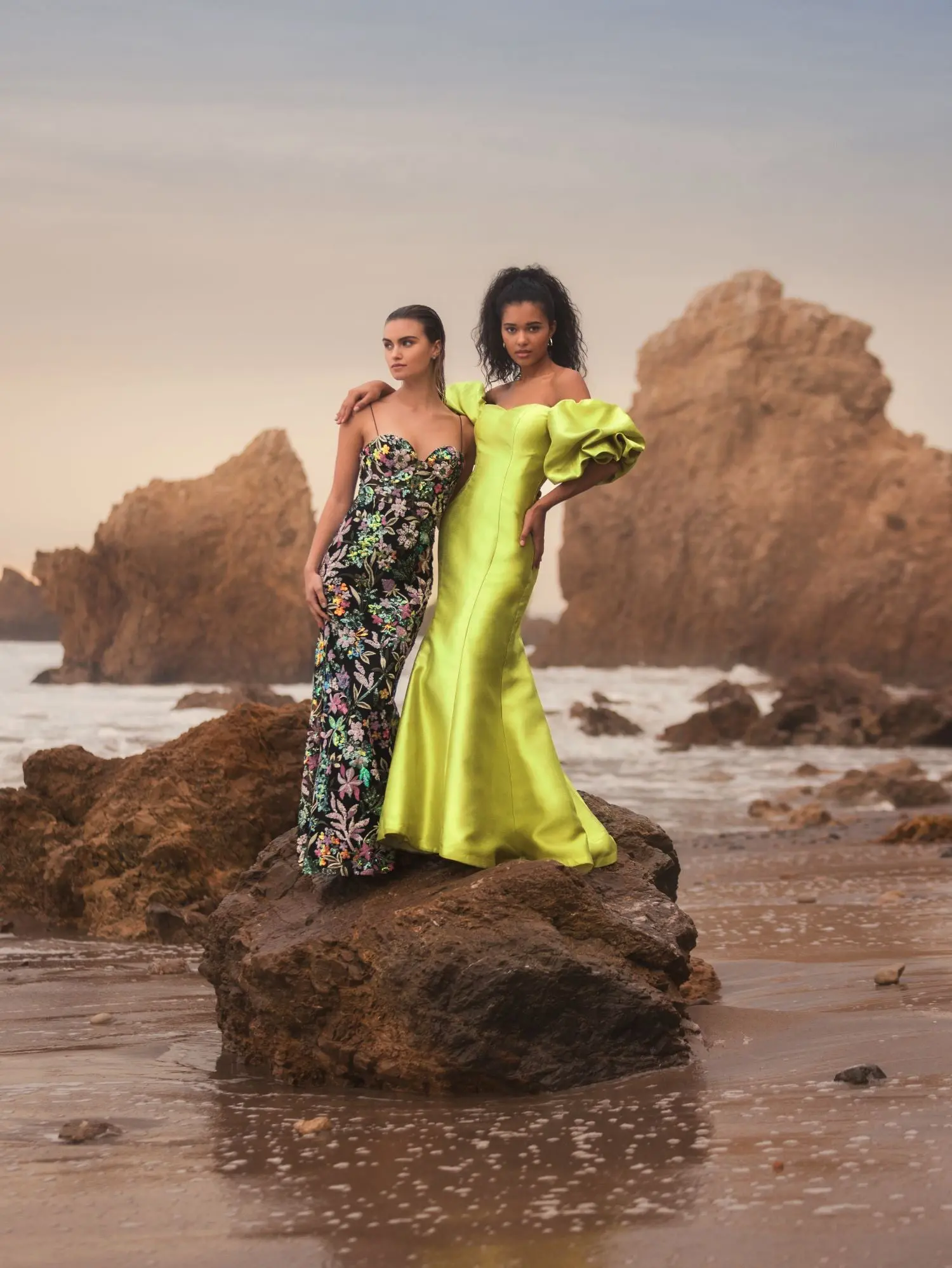 Black Multicolor Embroidered Bustier Trumpet Gown - Image 6