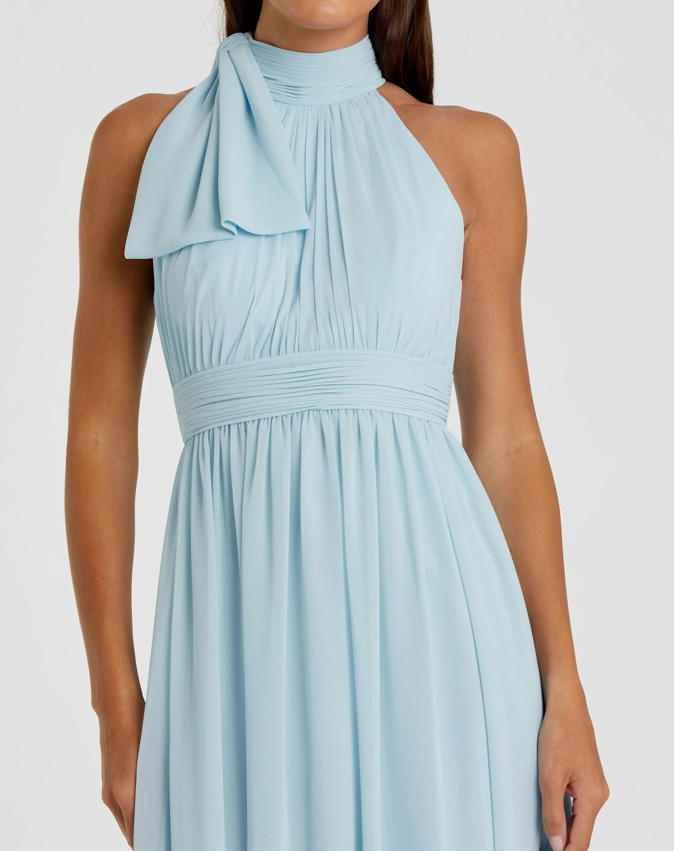 Blue High Neck Chiffon Gown - Image 2
