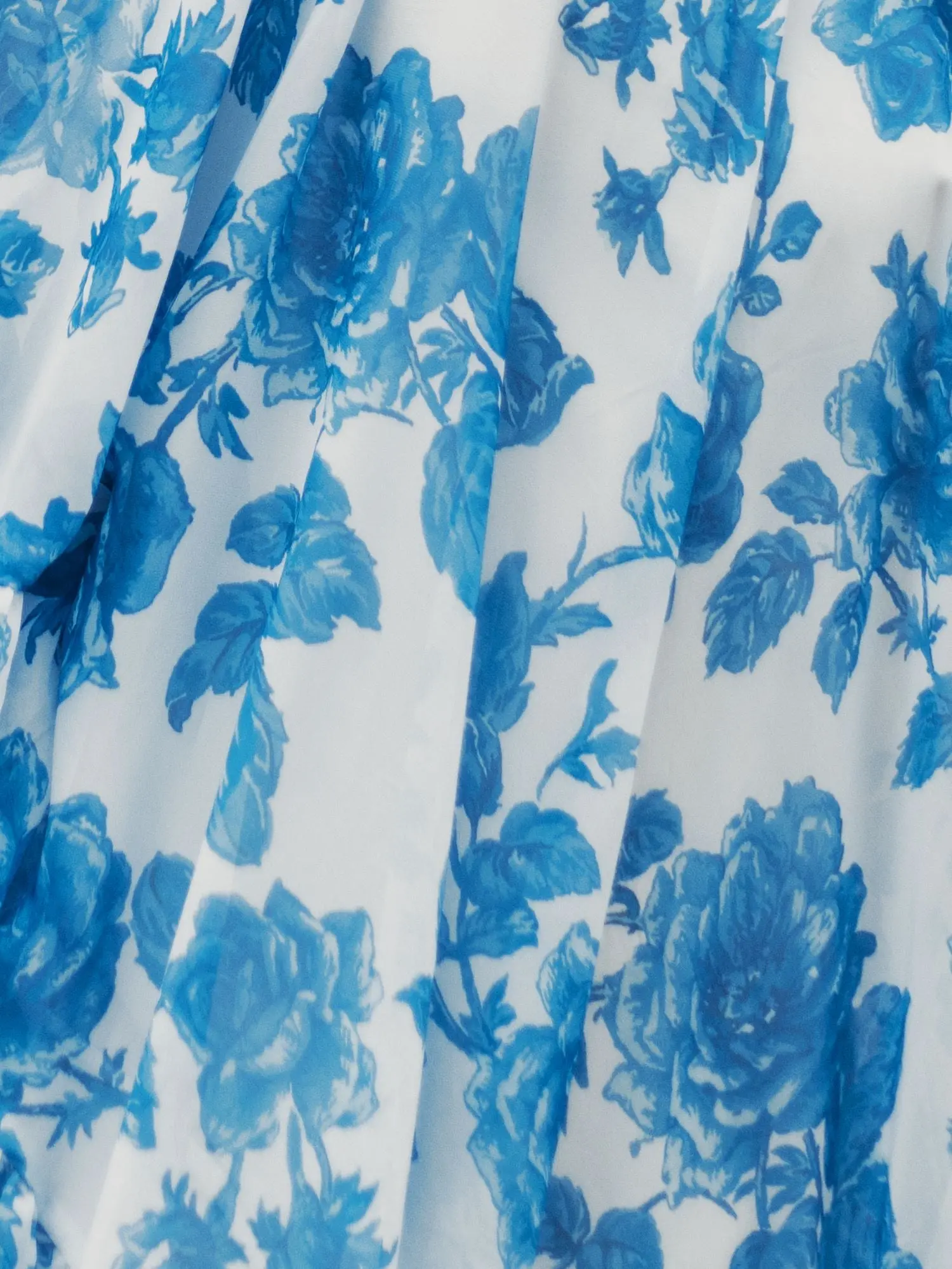 White and Blue Floral Print One Shoulder Cape Dress - Image 7