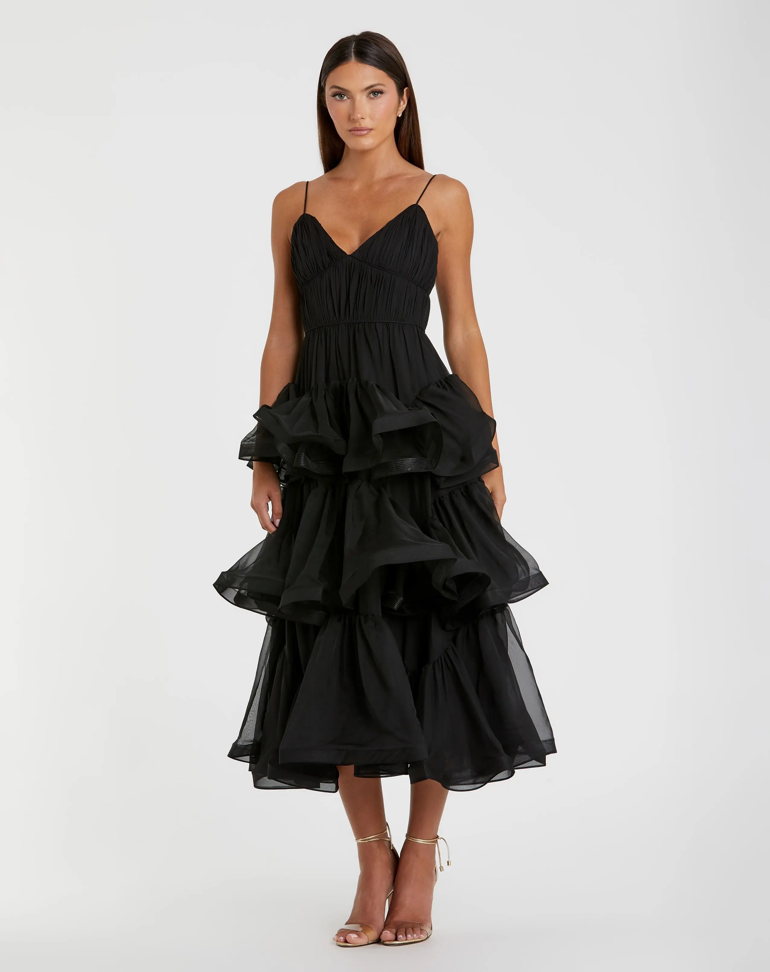Black Tiered V-Neck Dress - FINAL SALE