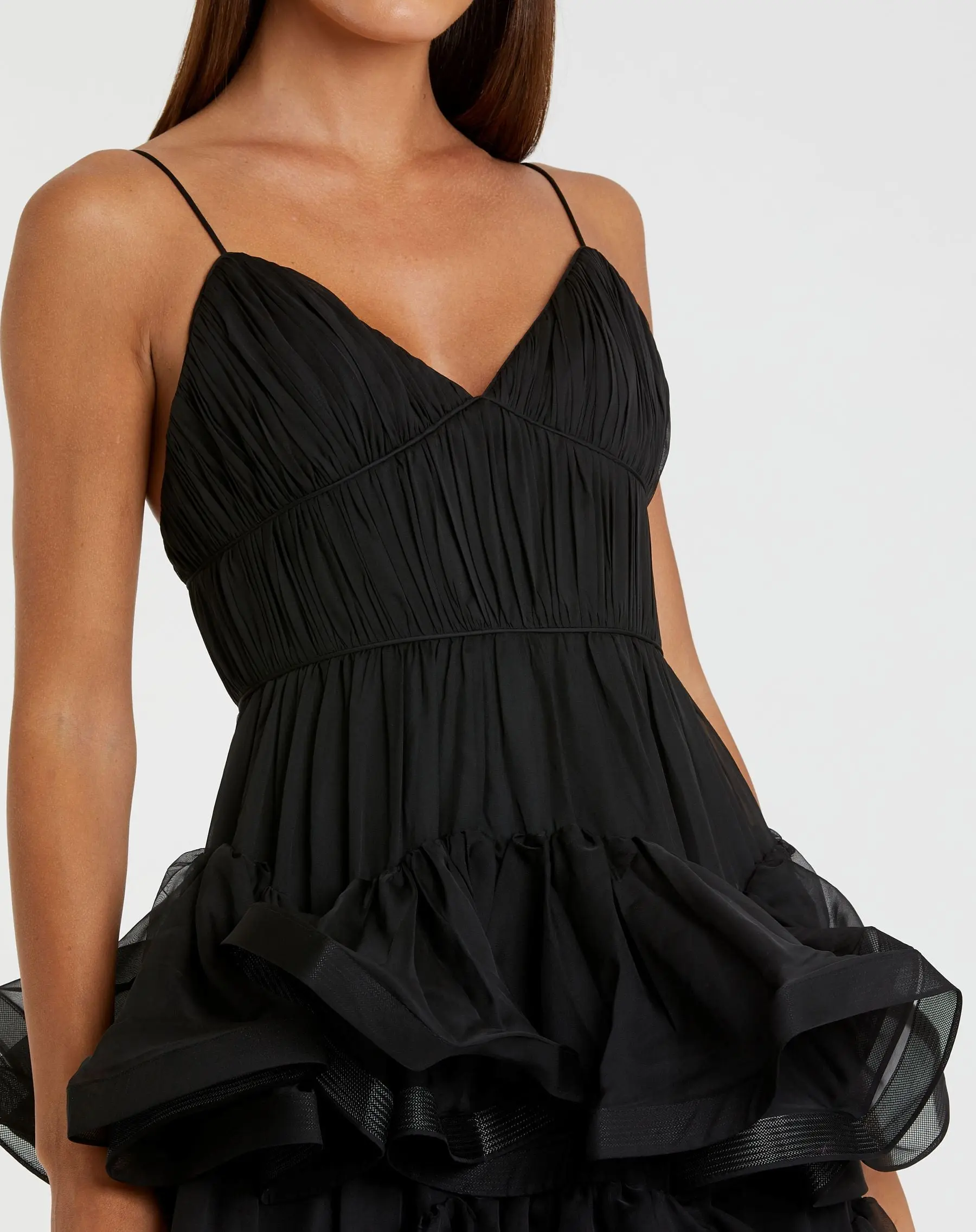 Black Tiered V-Neck Dress - FINAL SALE - Image 2