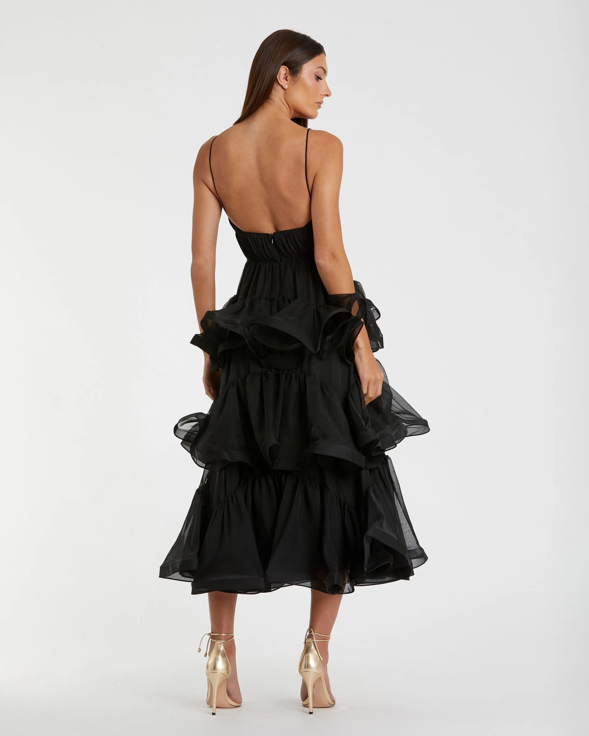 Black Tiered V-Neck Dress - FINAL SALE - Image 3