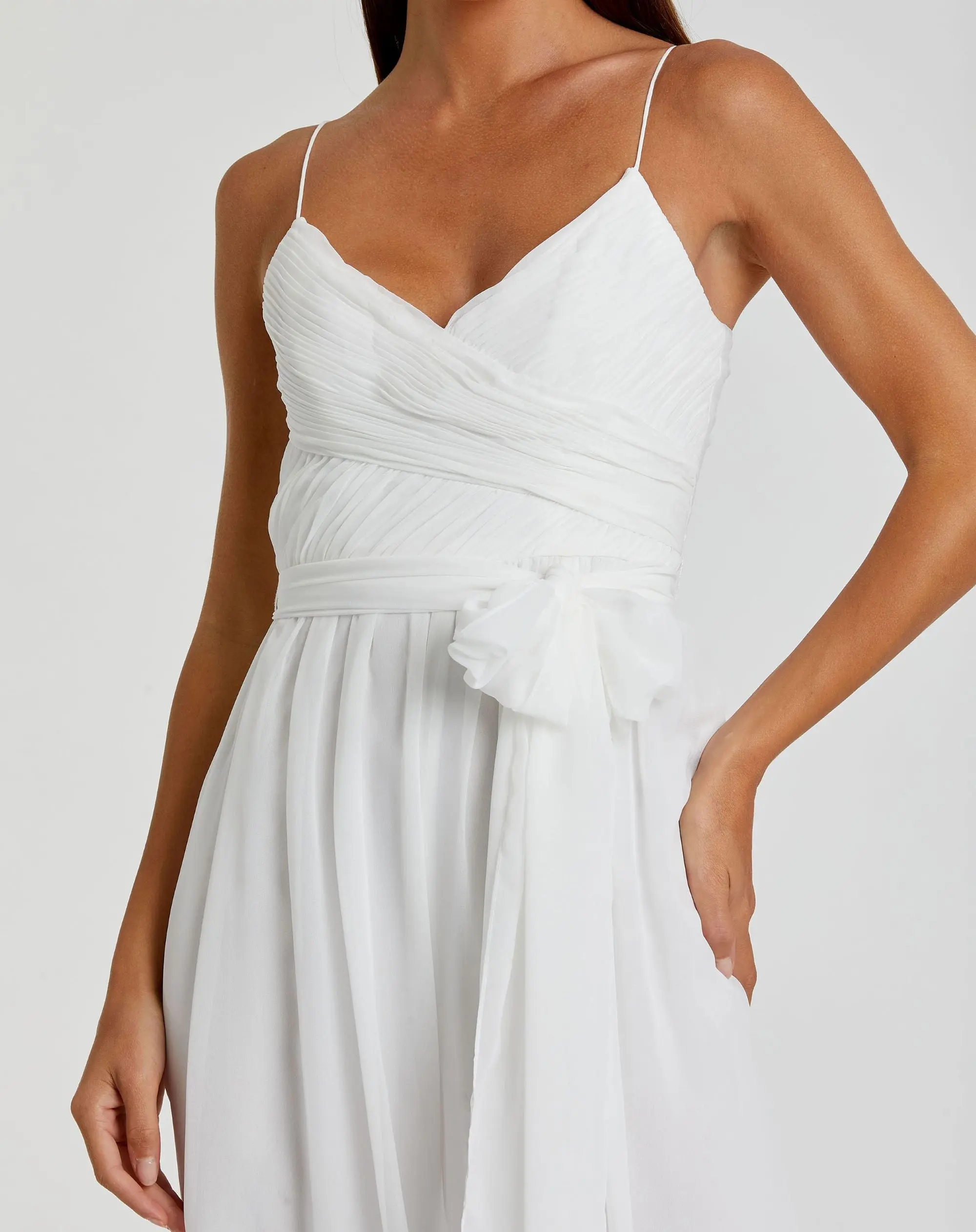 White Flowy Faux Wrap Jumpsuit - Image 2