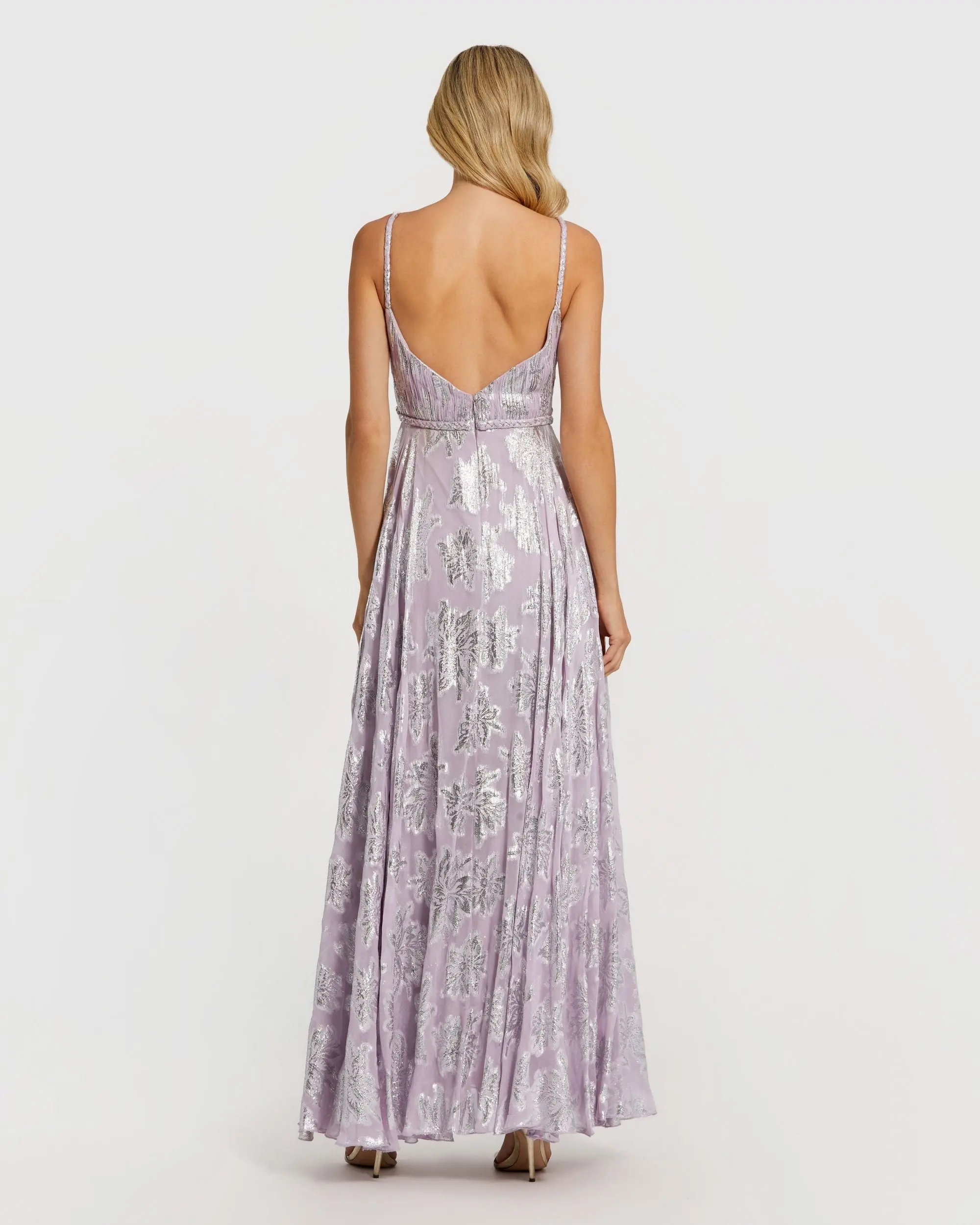 Purple Braided Strap A-Line Floral Gown - Image 2
