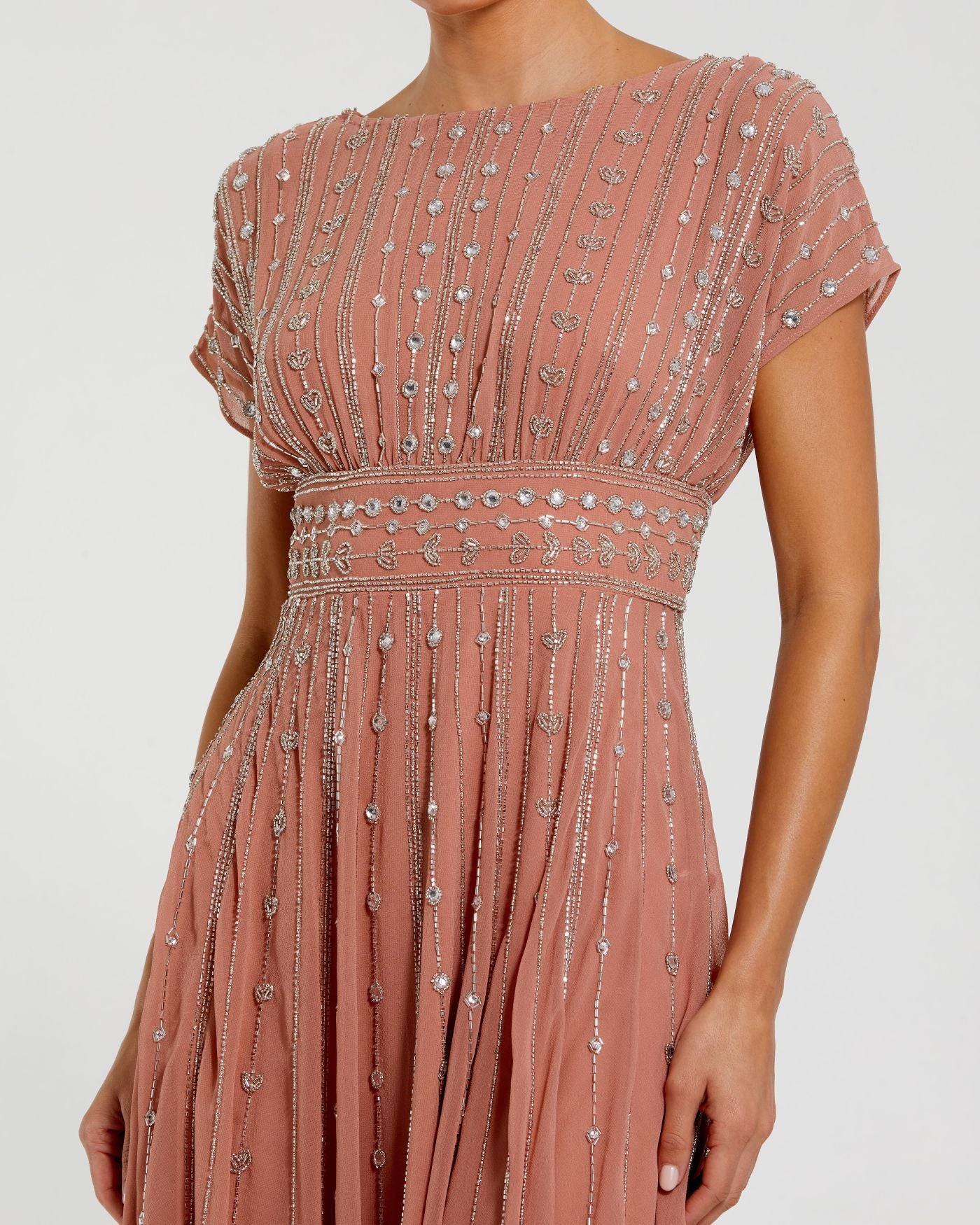 Pink Embellished Short Sleeve Midi Dress - Image 2