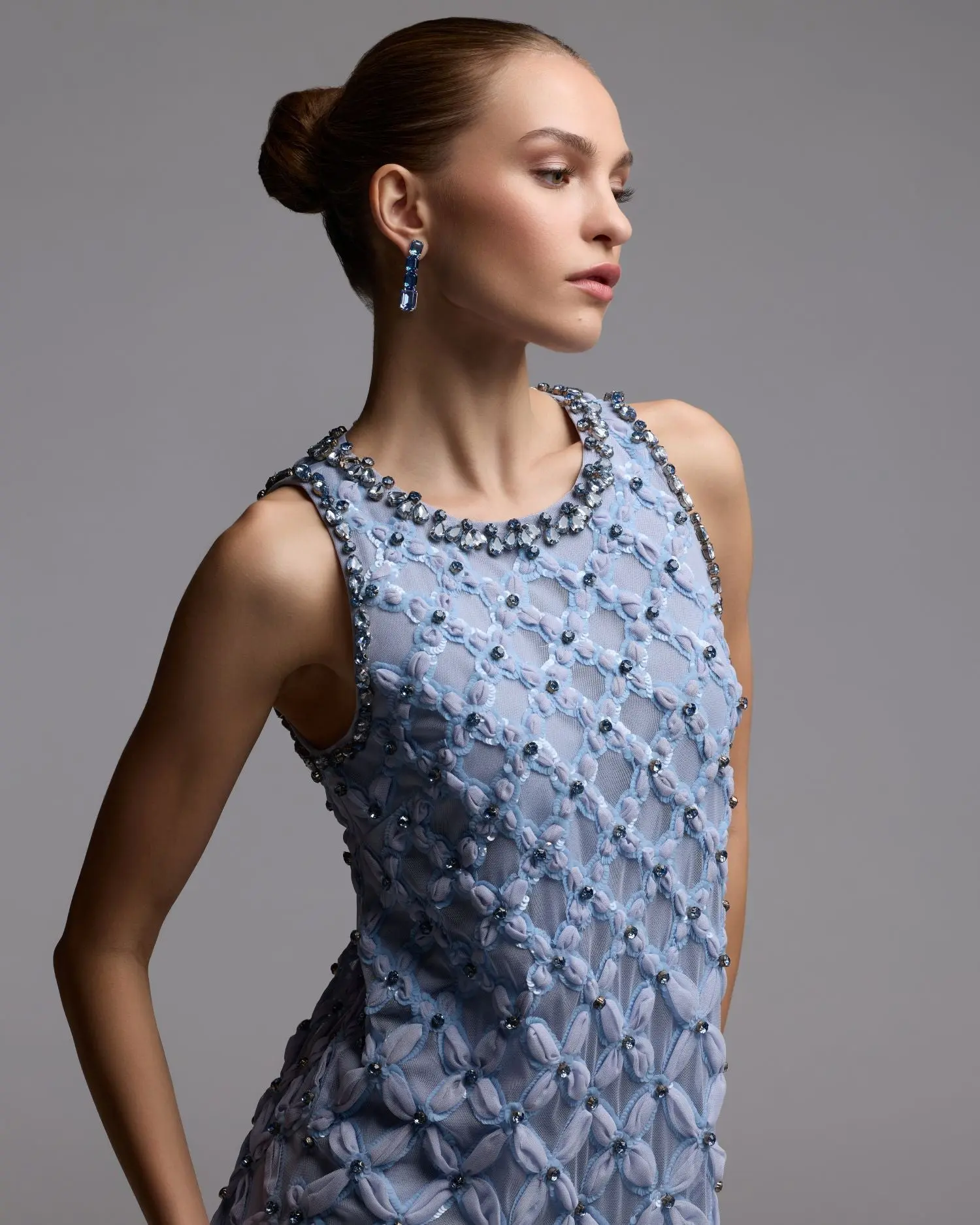 Blue Rhinestone Embellished Sleeveless Mini Dress - Image 6