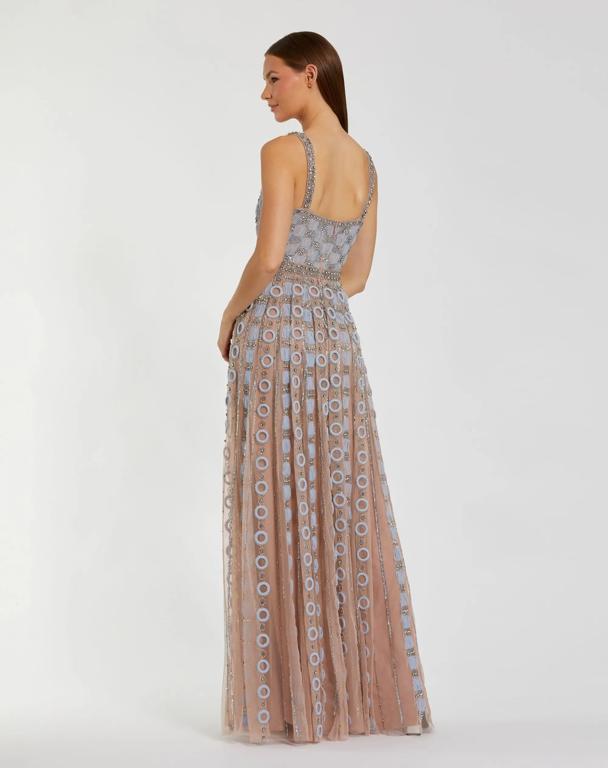 Petite Light Blue Sleeveless Embellished A-line Gown - Image 6