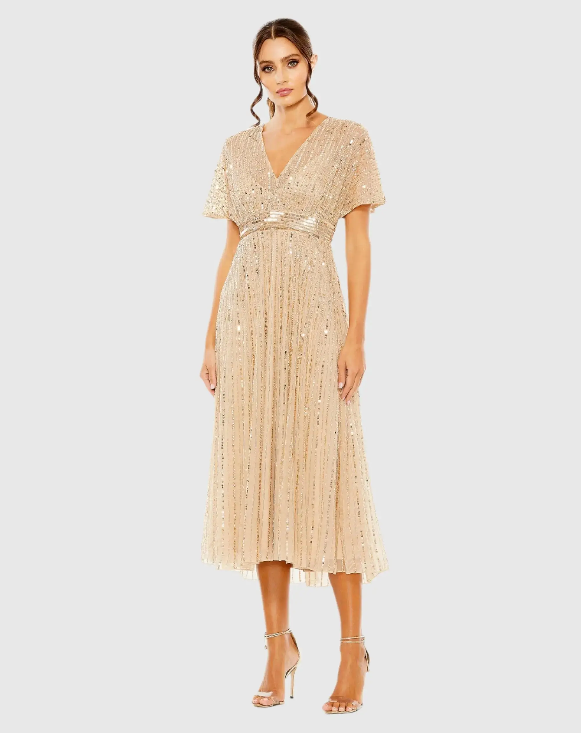 A Line Embellished Short Sleeve Dress - Image 4