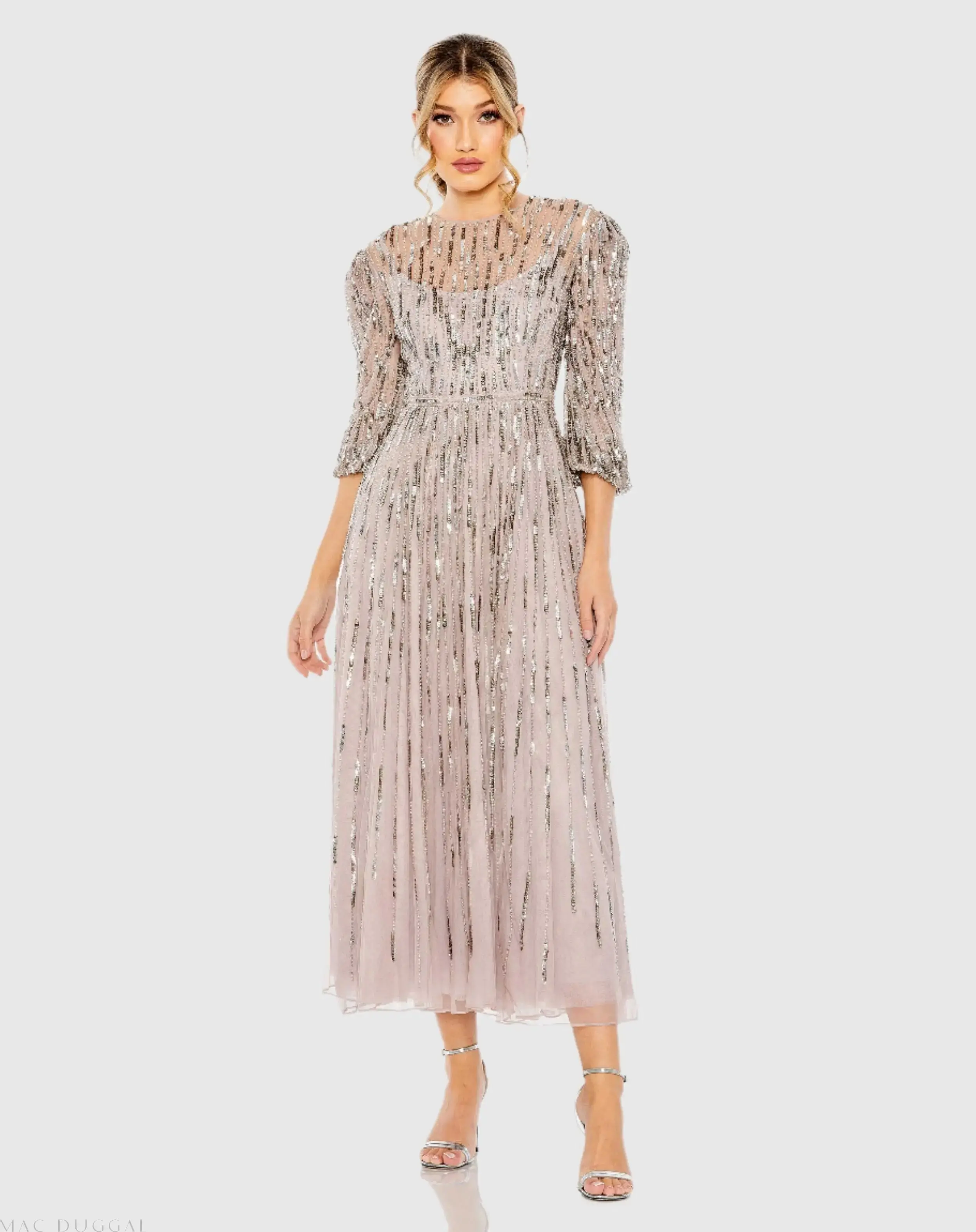 Beaded High Neck Midi Dress - Image 2
