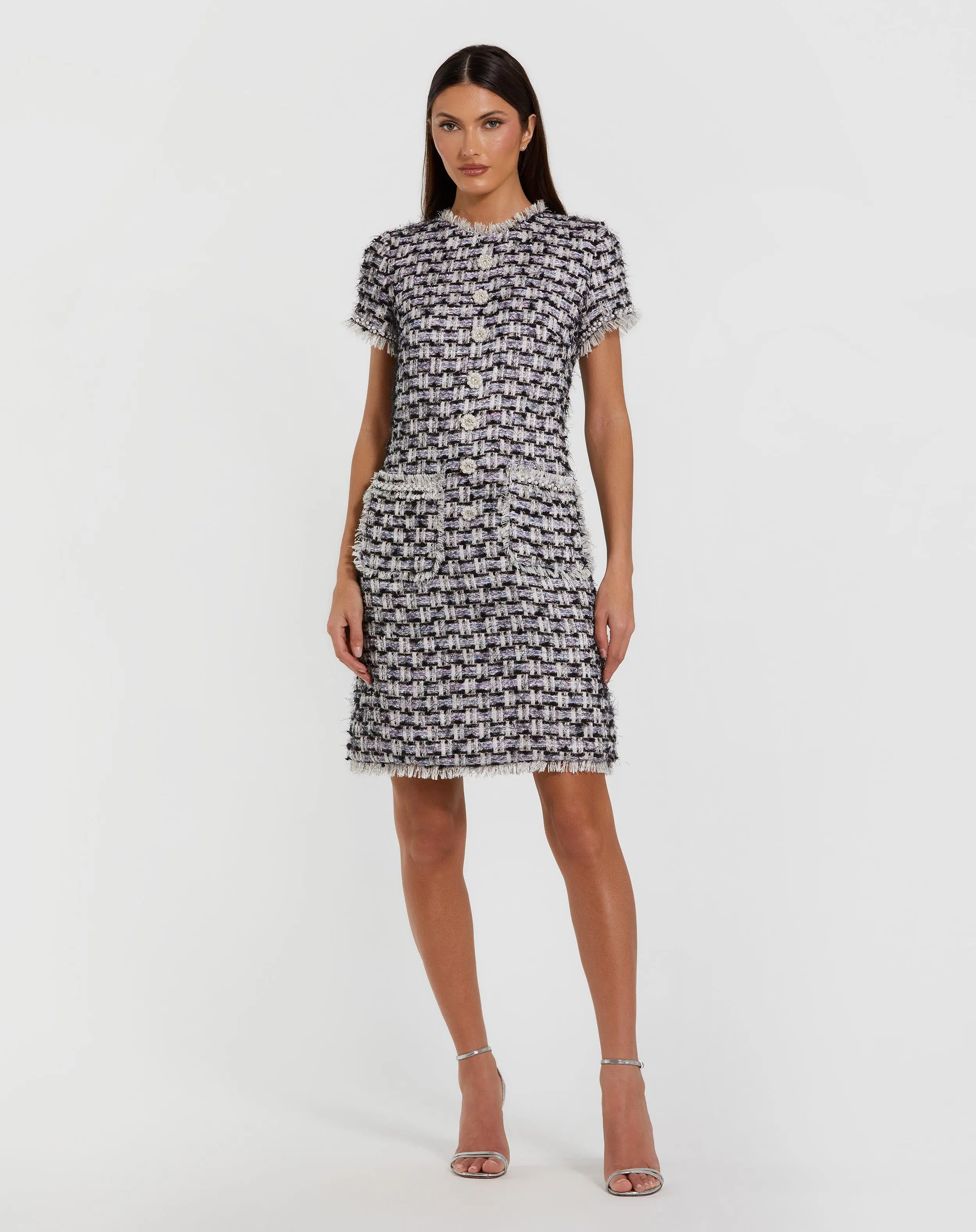 Cap Sleeve Floral Button Detail Shift Dress - Image 3