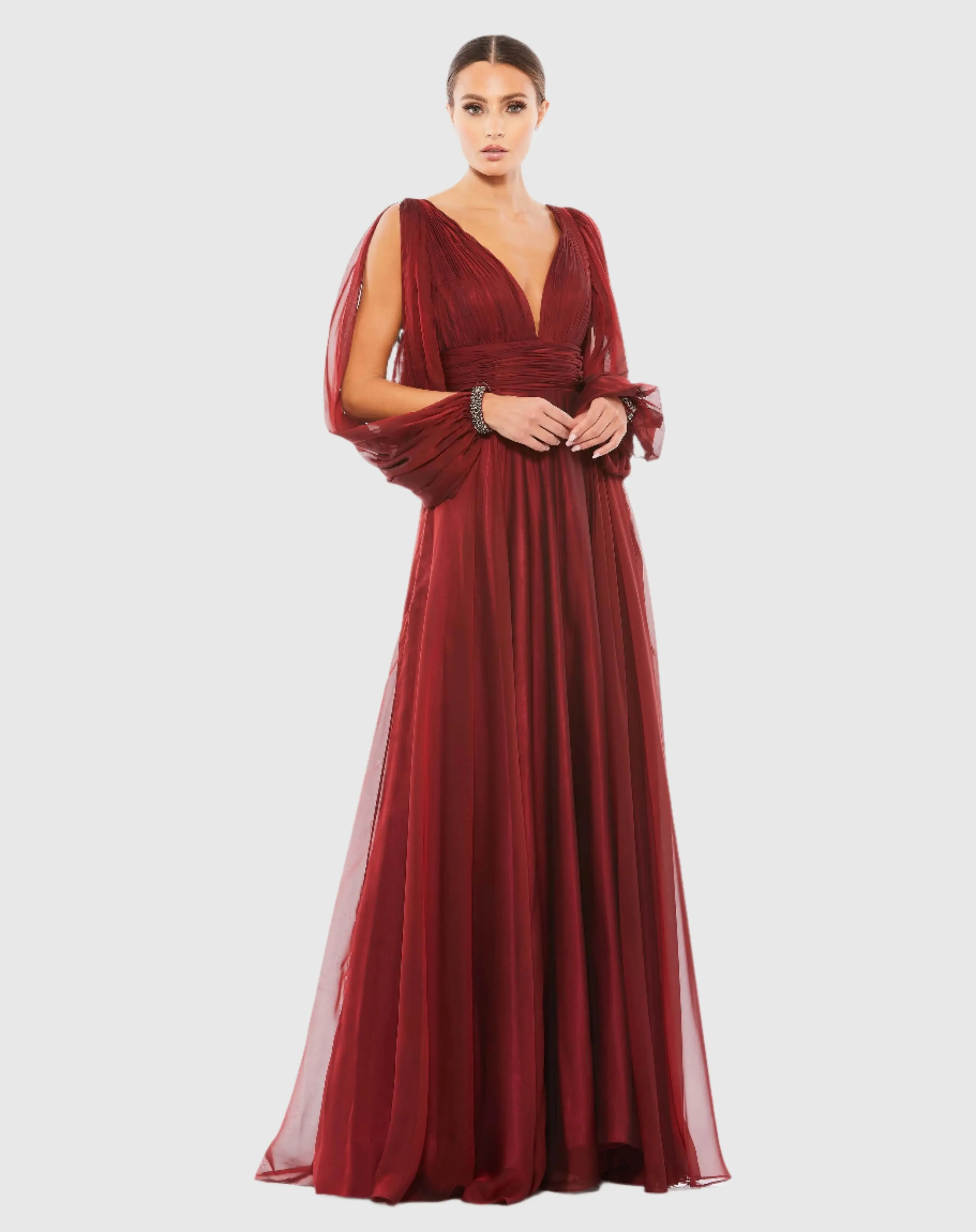 Chiffon Open Sleeve A Line Gown - Image 2