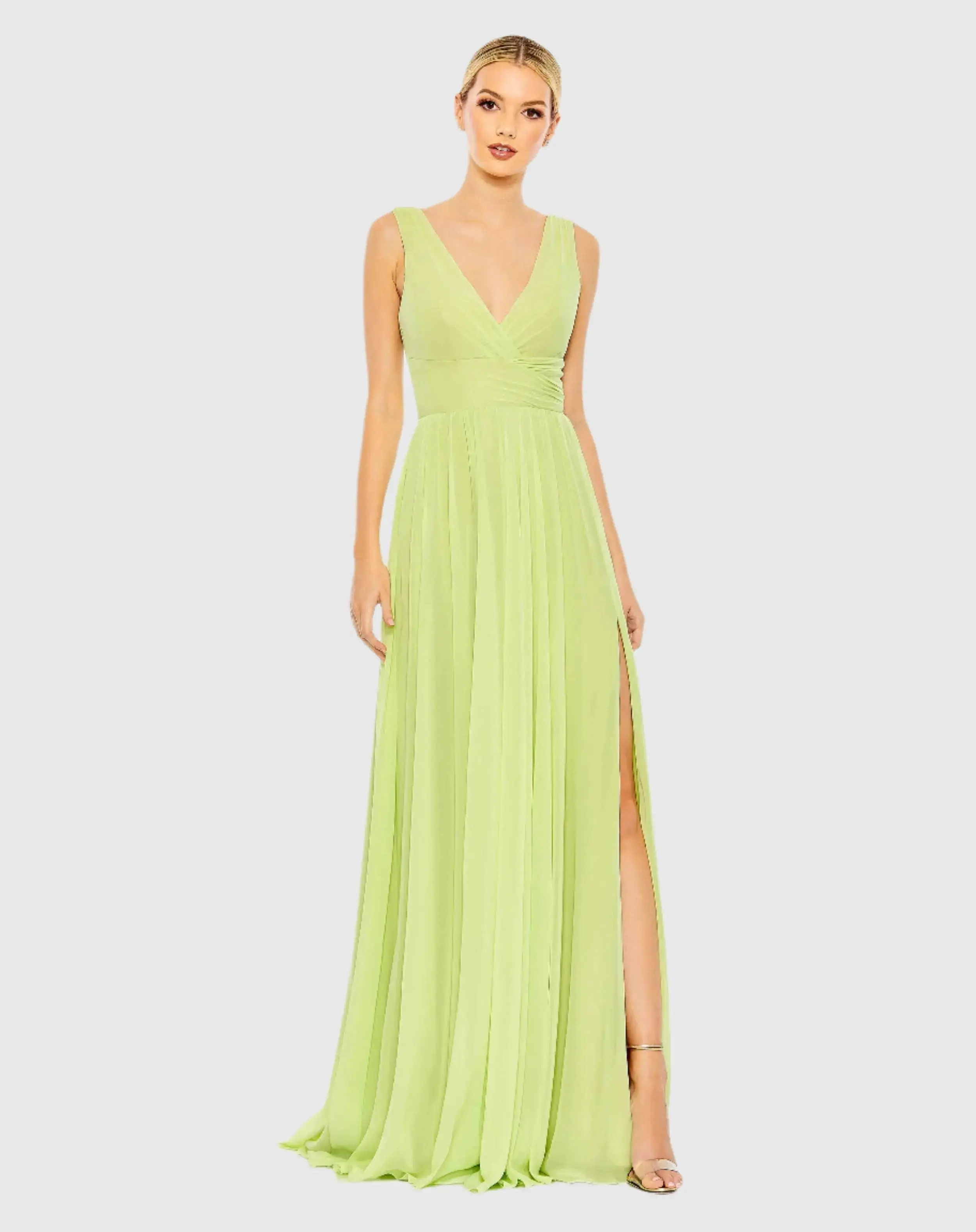 Chiffon Sleeveless Wrap Over A Line Gown - Image 2