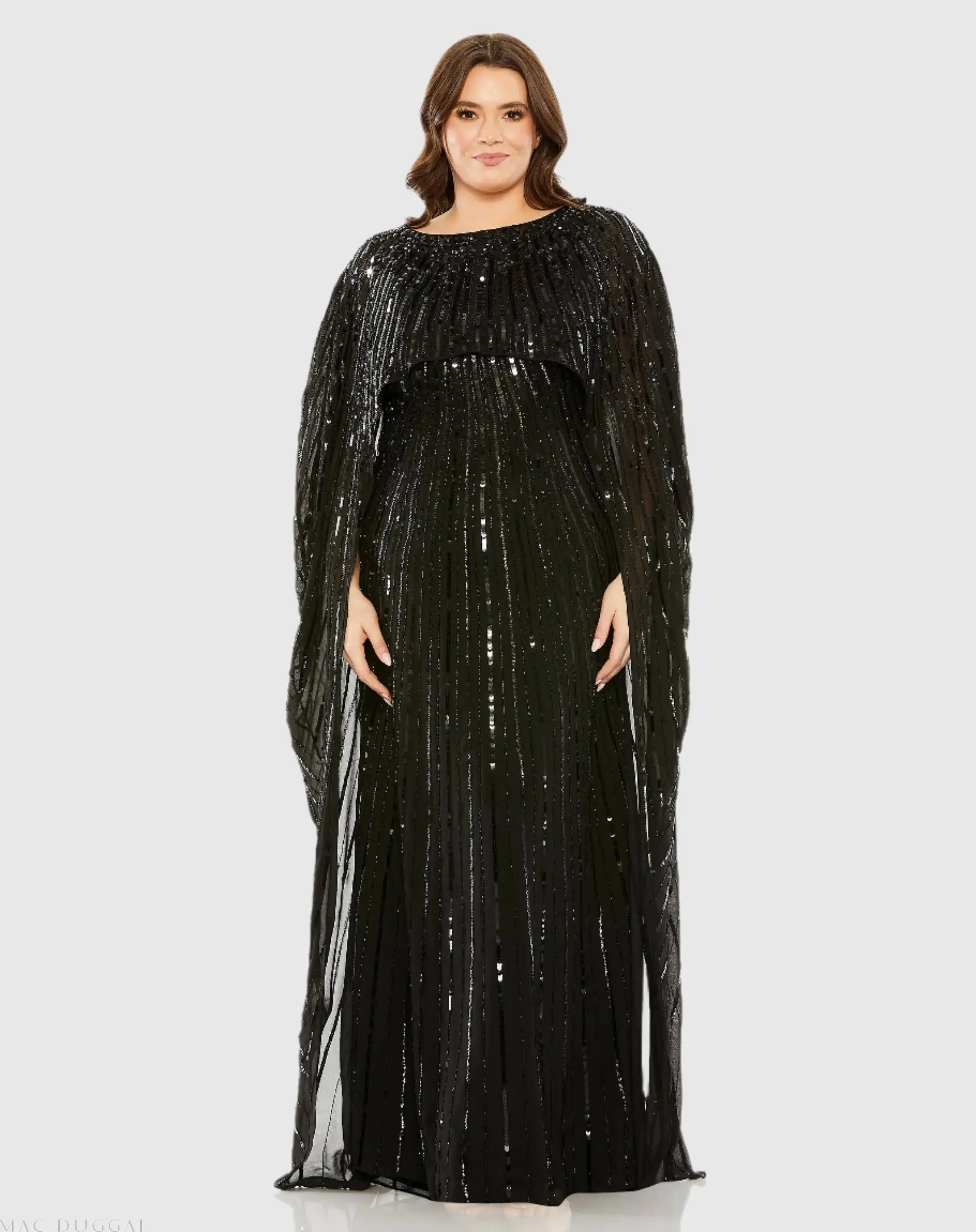Embellished Column Cape Gown - Image 2