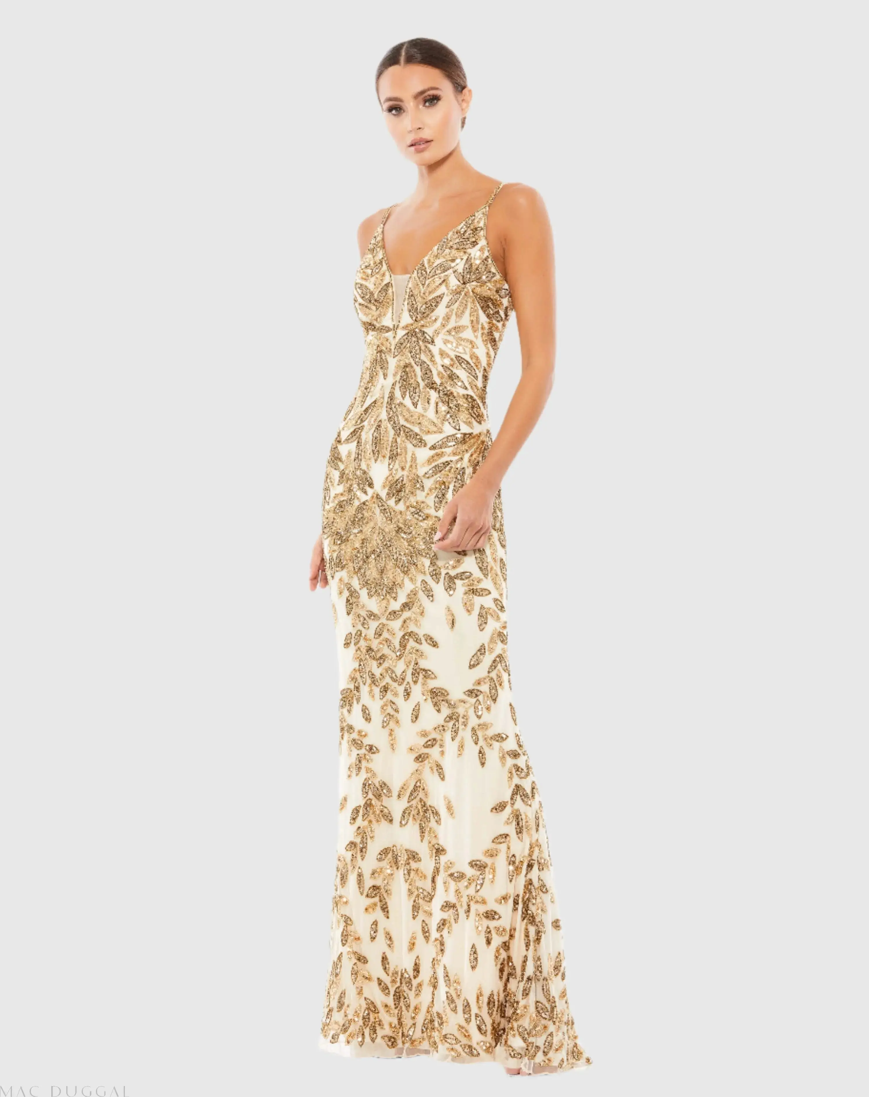 Embellished Leaf Evening Gown - Image 3