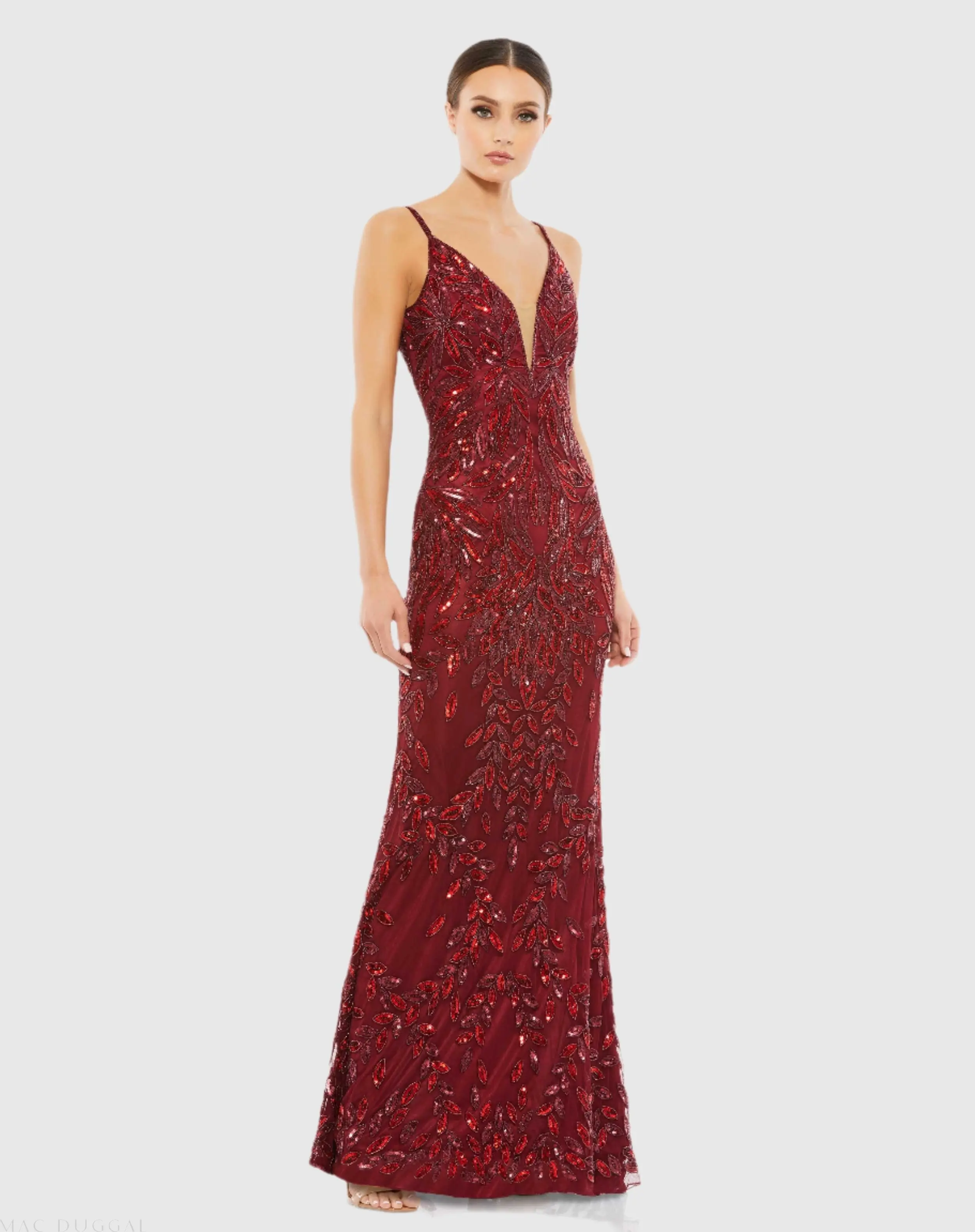 Embellished Leaf Evening Gown - Image 4
