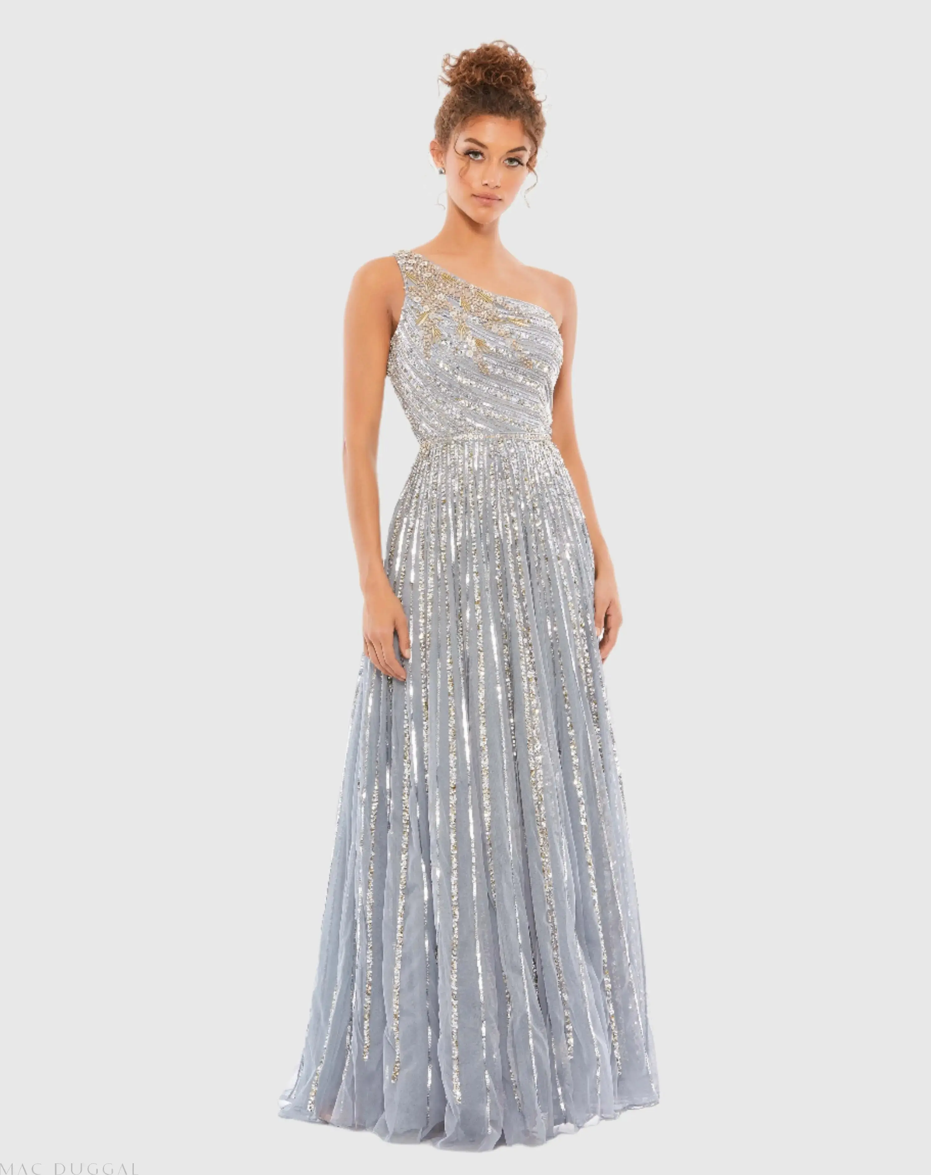 Embellished One Shoulder A-Line Gown - Image 3