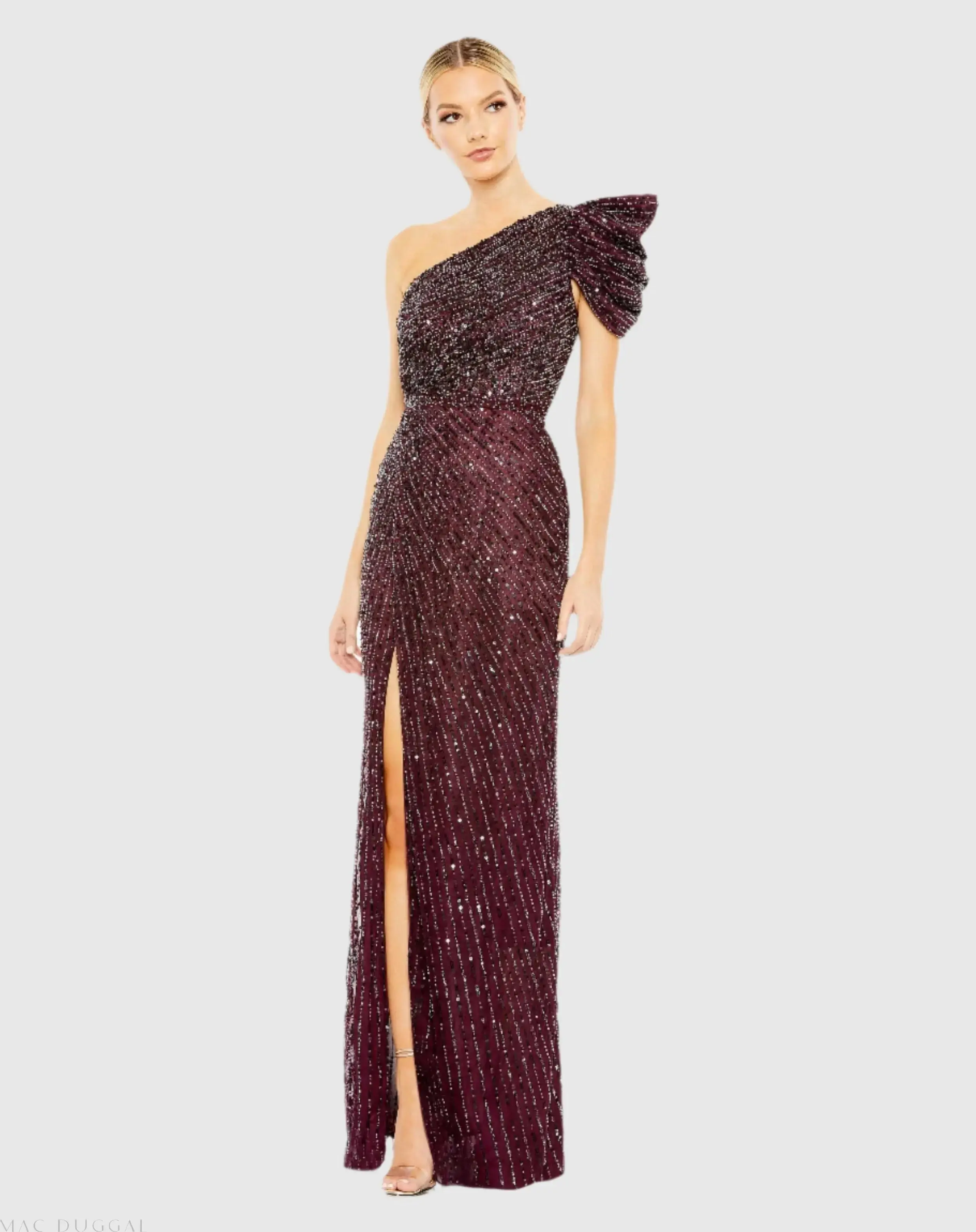 Embellished Puff One Shoulder Gown - Image 2
