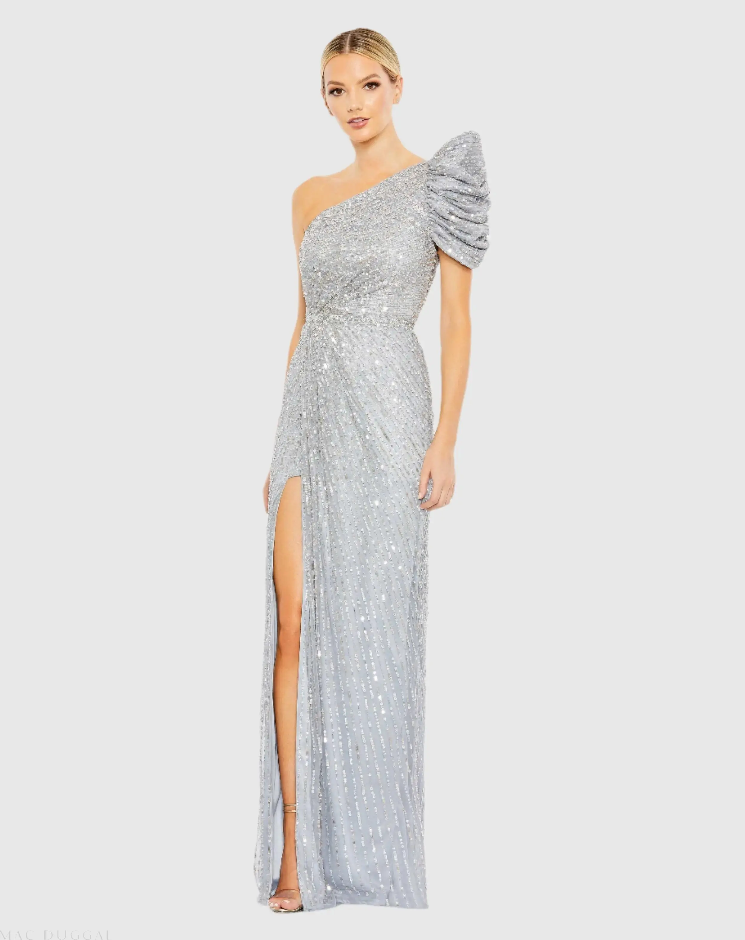 Embellished Puff One Shoulder Gown - Image 3