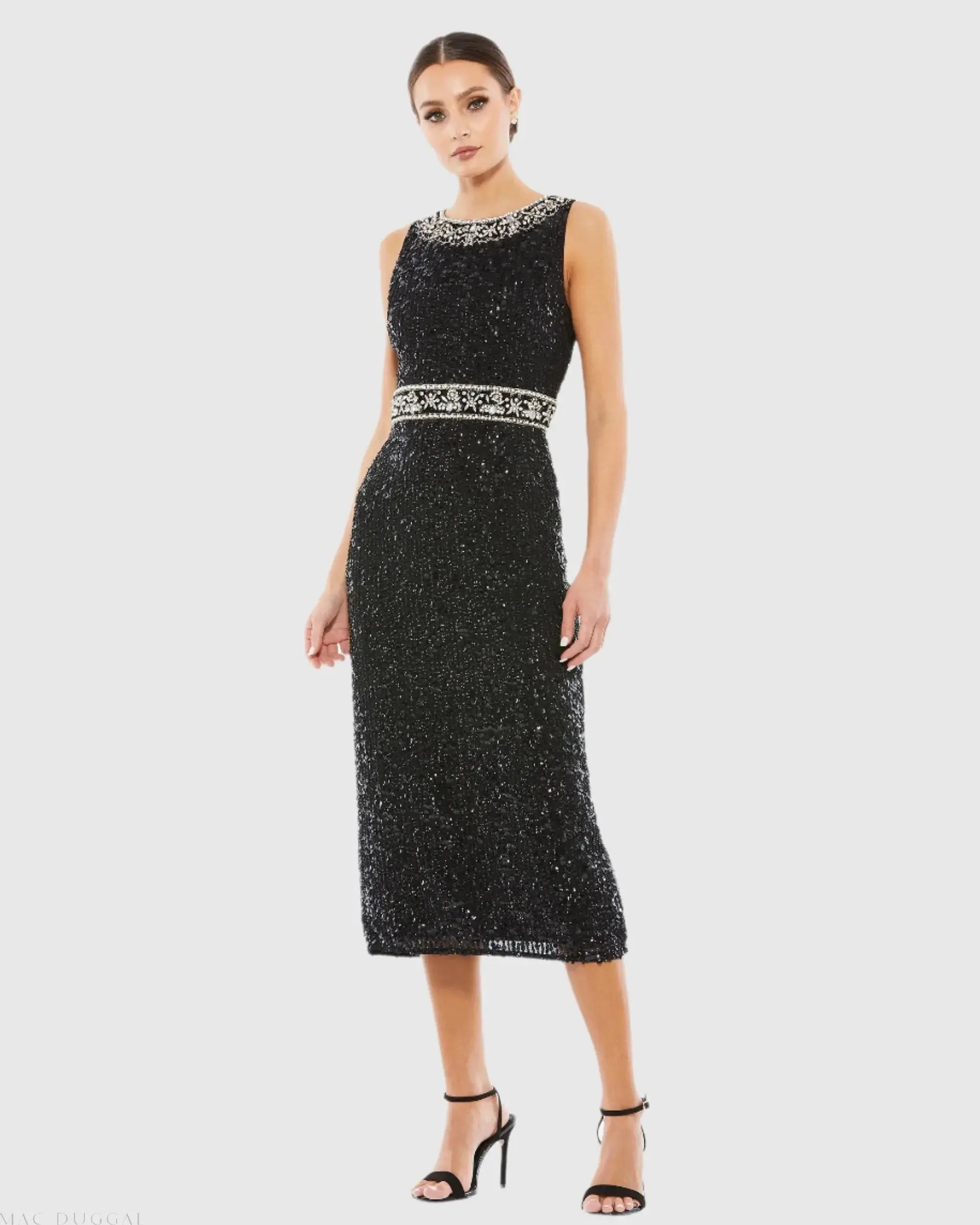 Embellished Sleeveless High Neck Midi Dress - Image 2