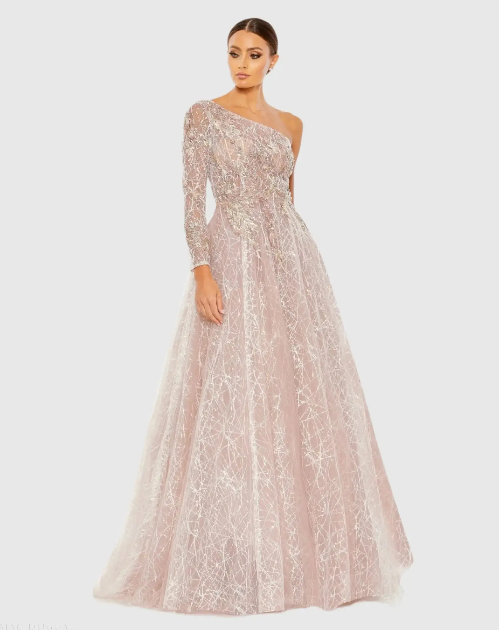 Embroidered One Shoulder Bodice Ballgown - FINAL SALE - Image 2