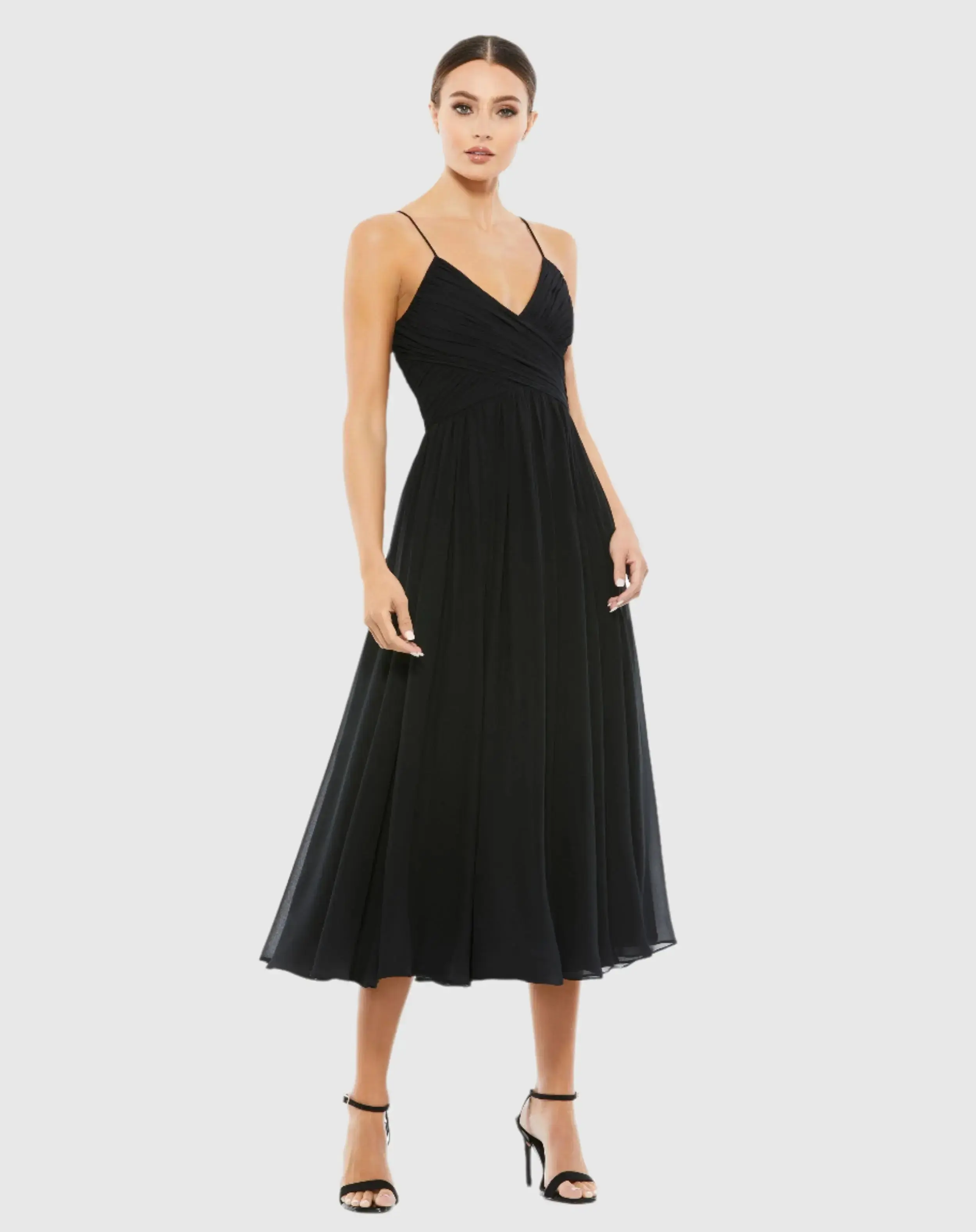 Faux Wrap Sleeveless Flowy Midi Dress - Image 2
