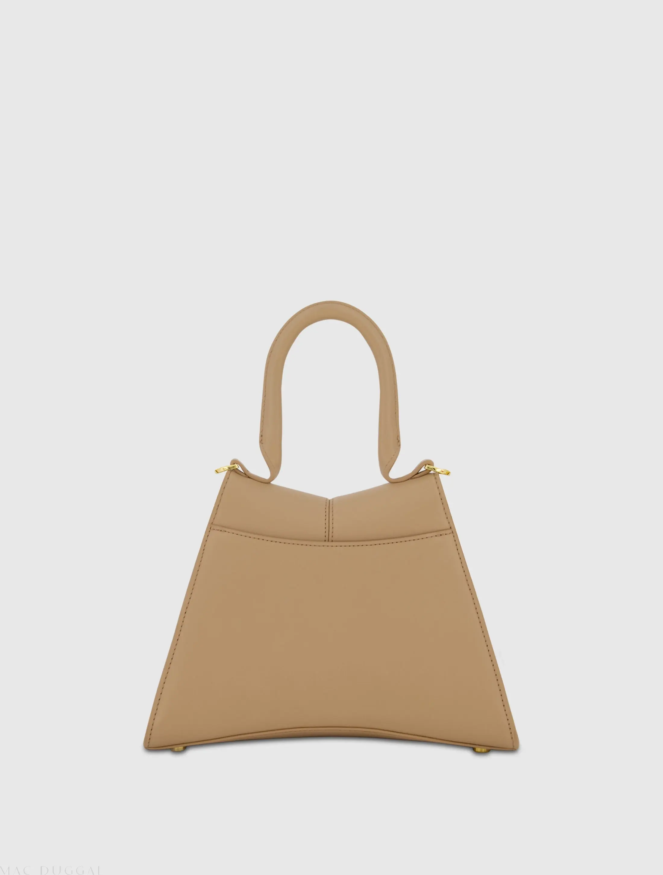 Beige Small Structured Leather Top Handle Bag - Image 2