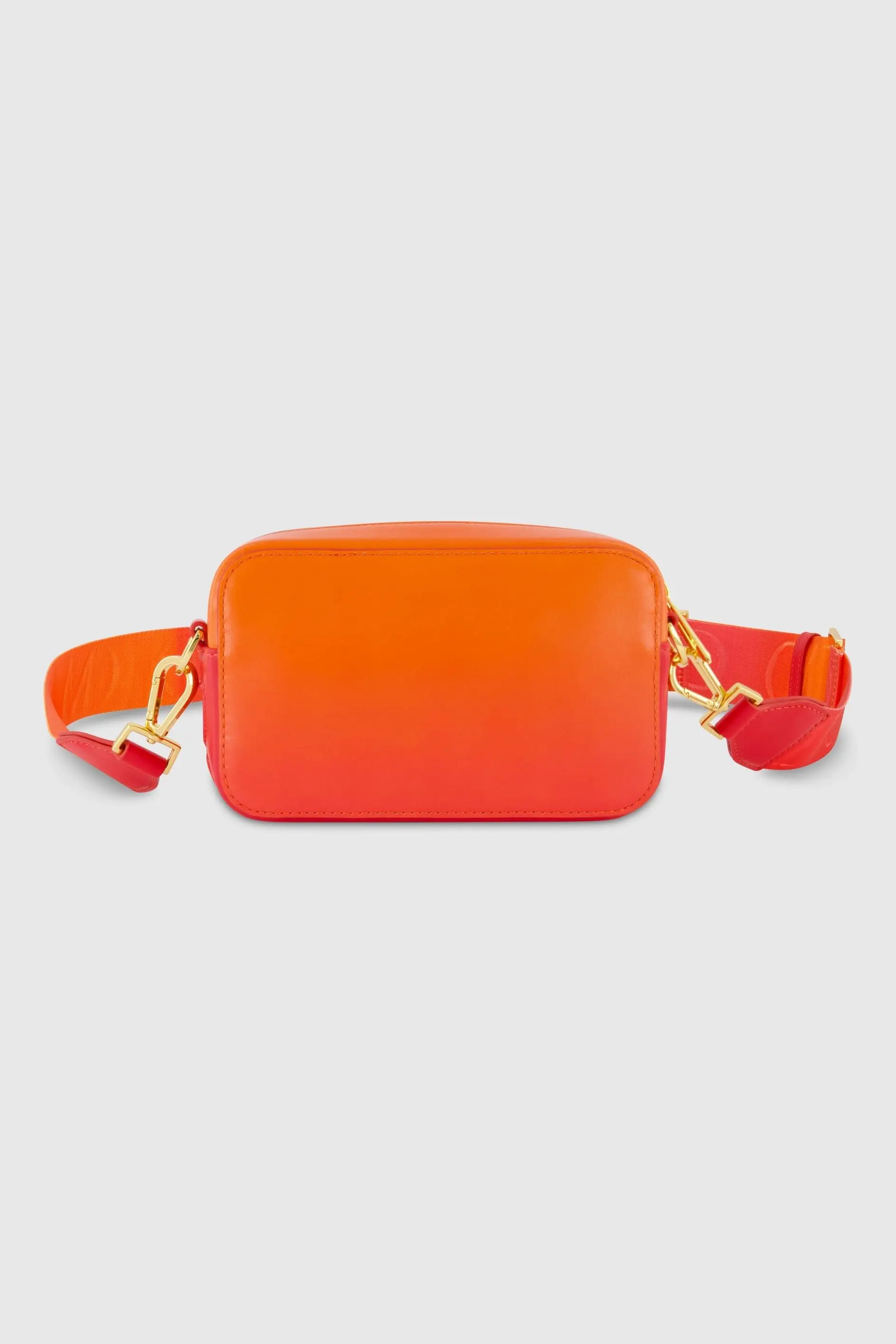 Orange Ombre Small Leather Crossbody Camera Bag with Adjustable Strap - Image 3