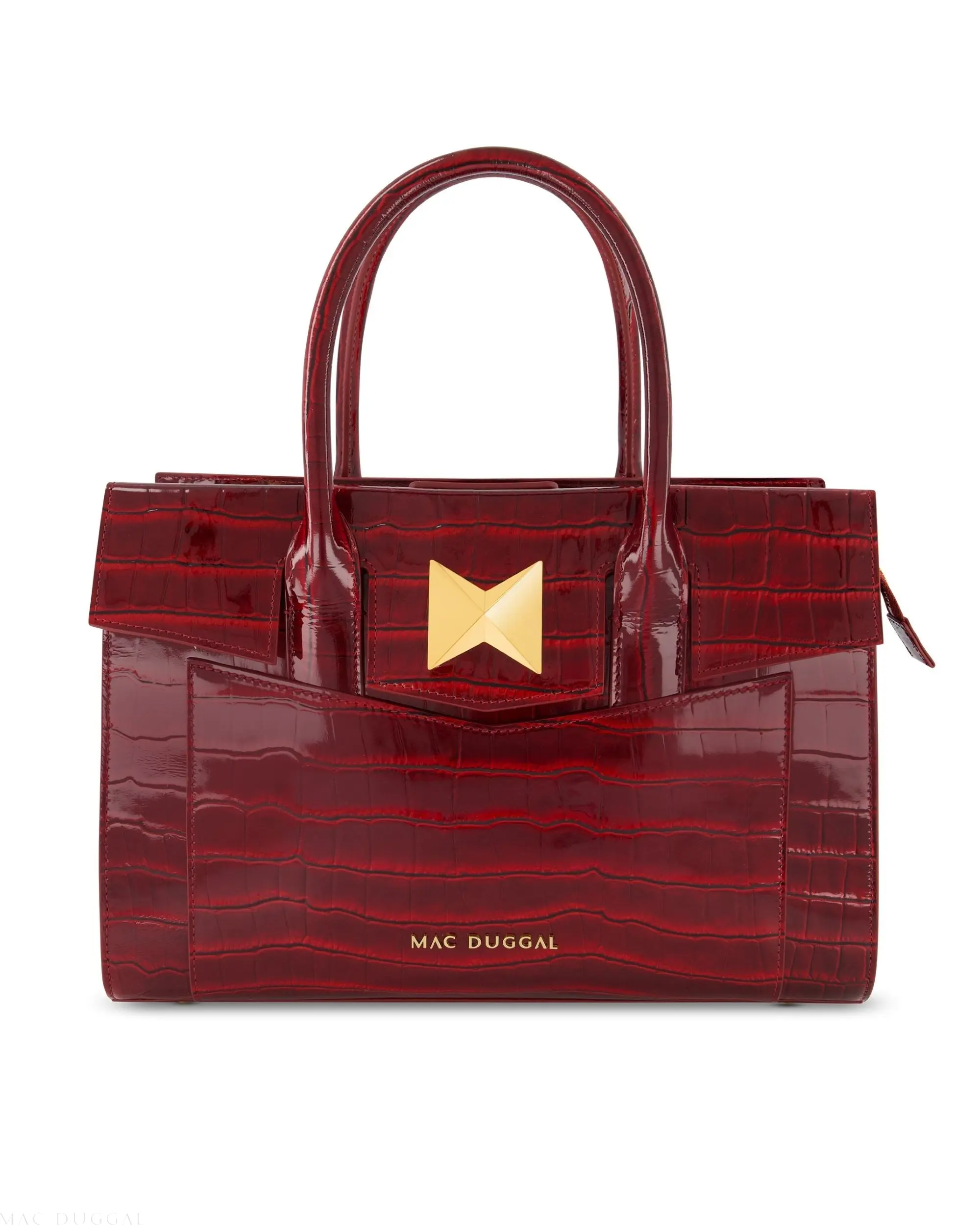 Red Crocodile Leather Tote Bag With Gold Hardware - Image 6