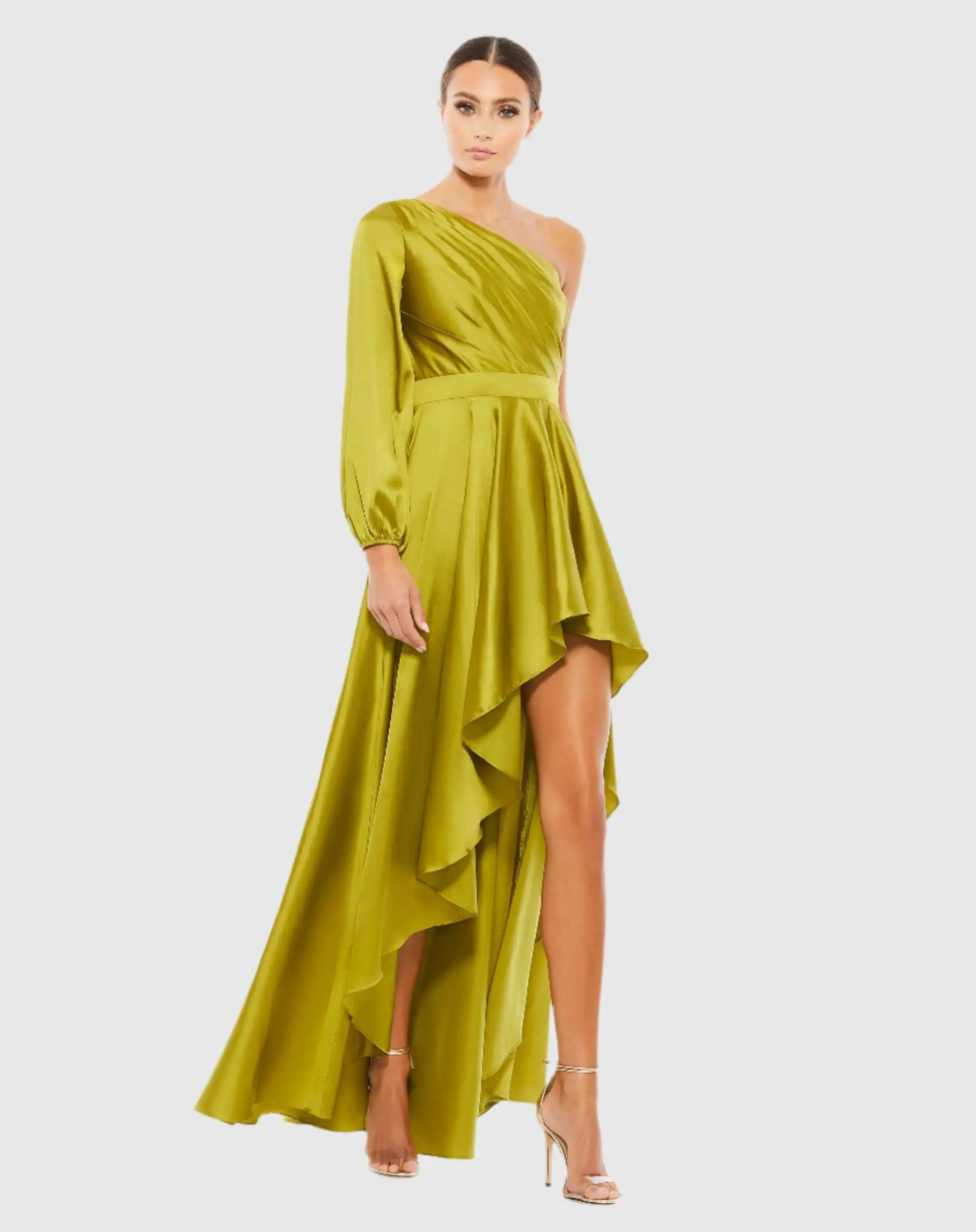 High Low One Shoulder Flowy Gown - Image 2