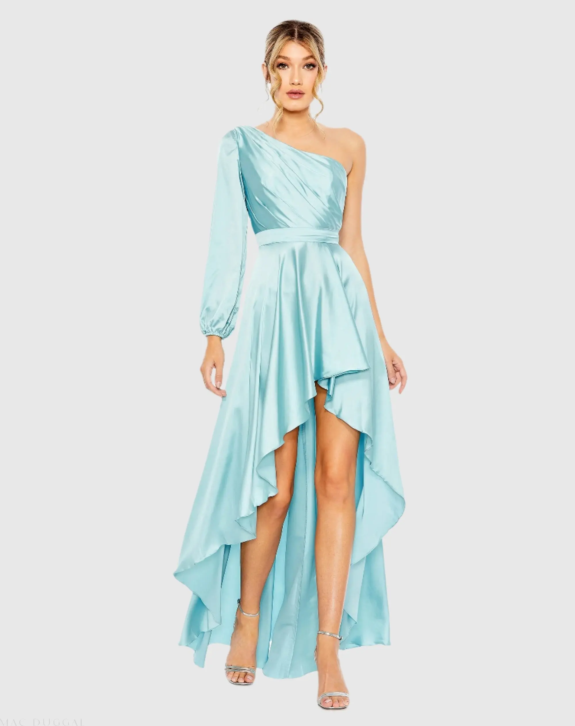 High Low One Shoulder Flowy Gown - Image 3
