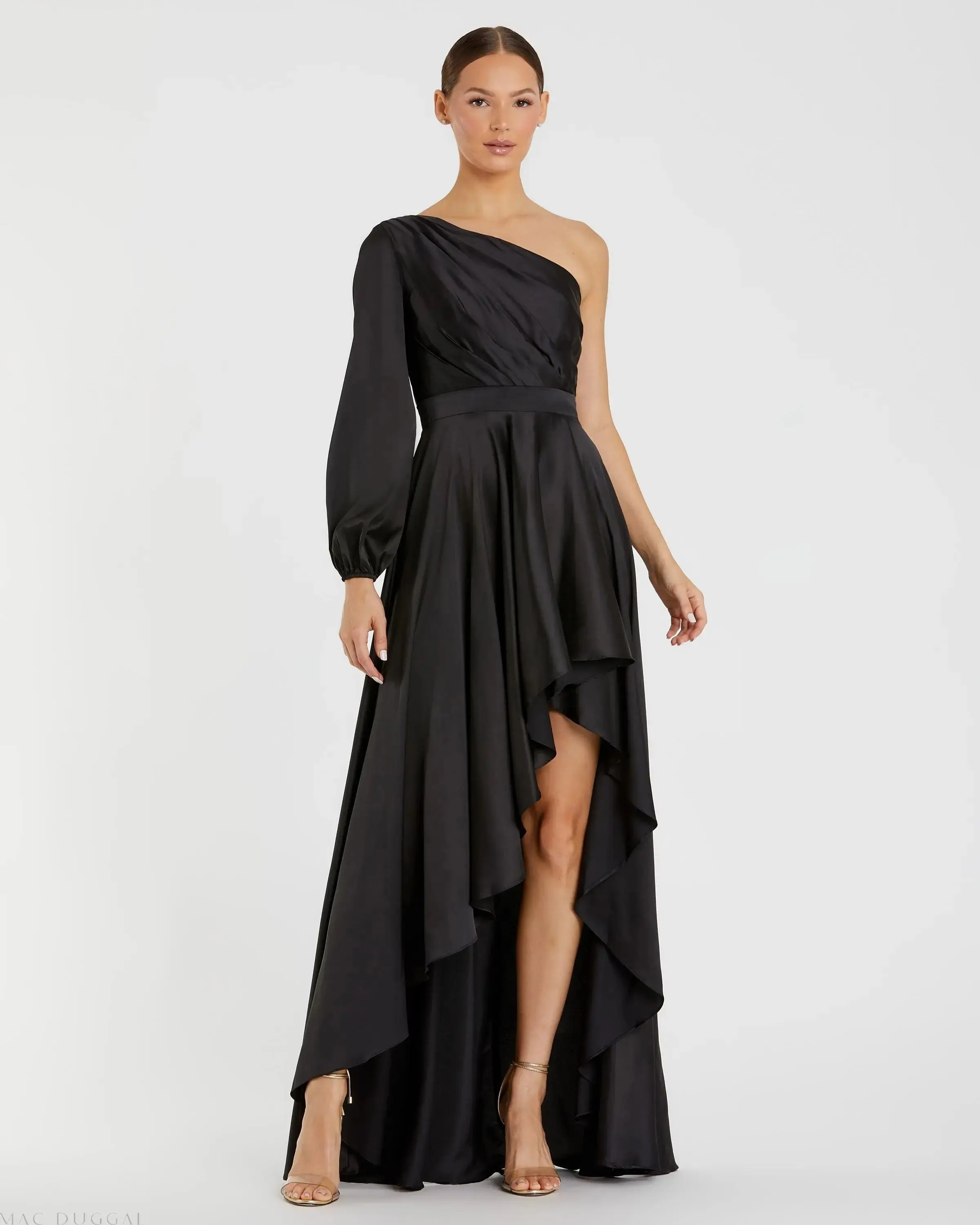 High Low One Shoulder Flowy Gown - Image 4