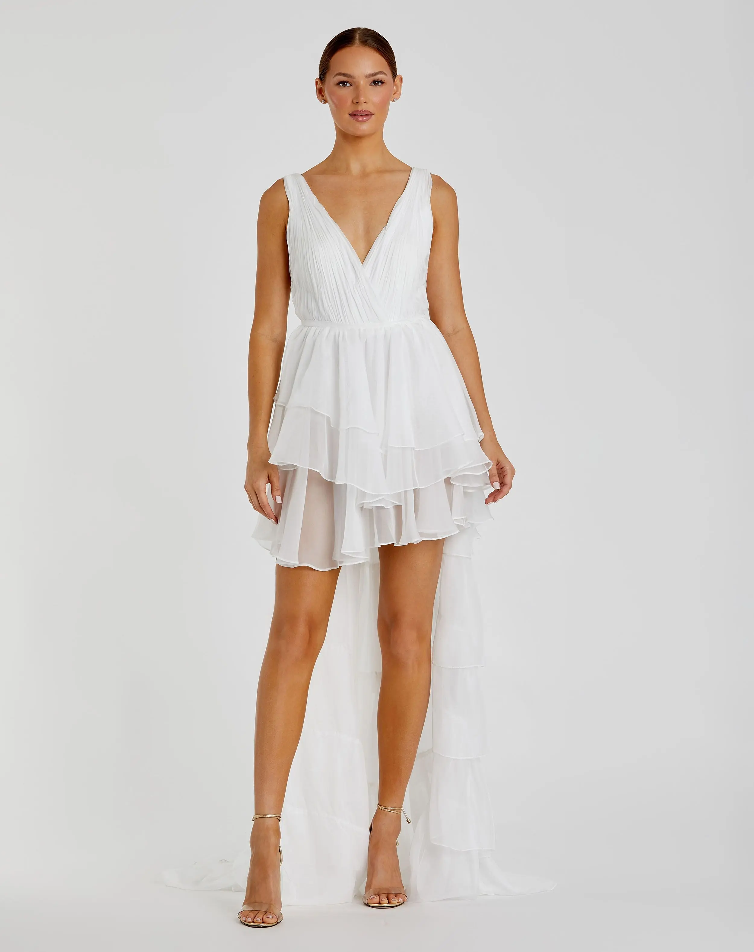 High Low Tiered Gown with Built In Bodysuit - Image 2