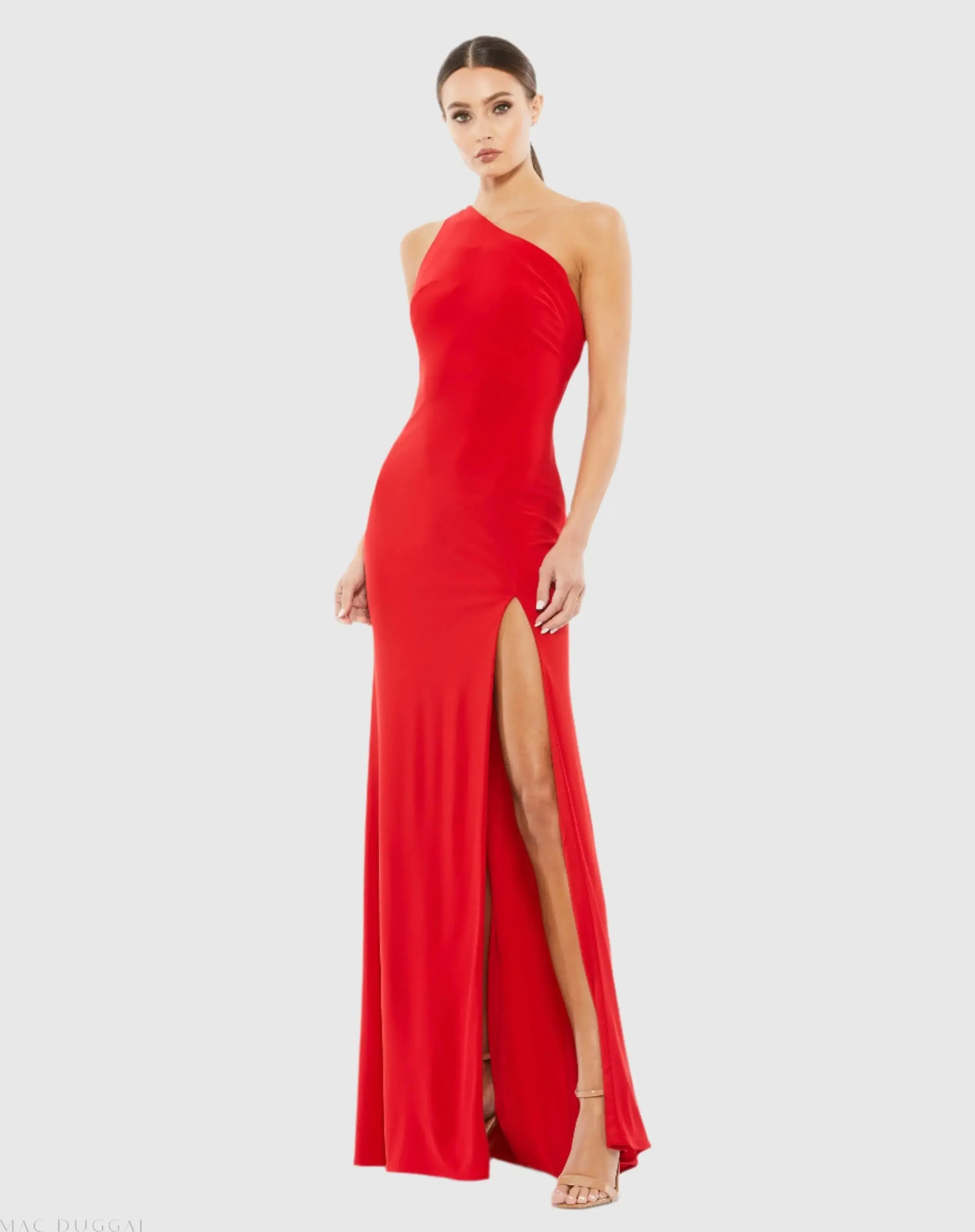 Jersey One Shoulder Draped Back Gown - Image 3