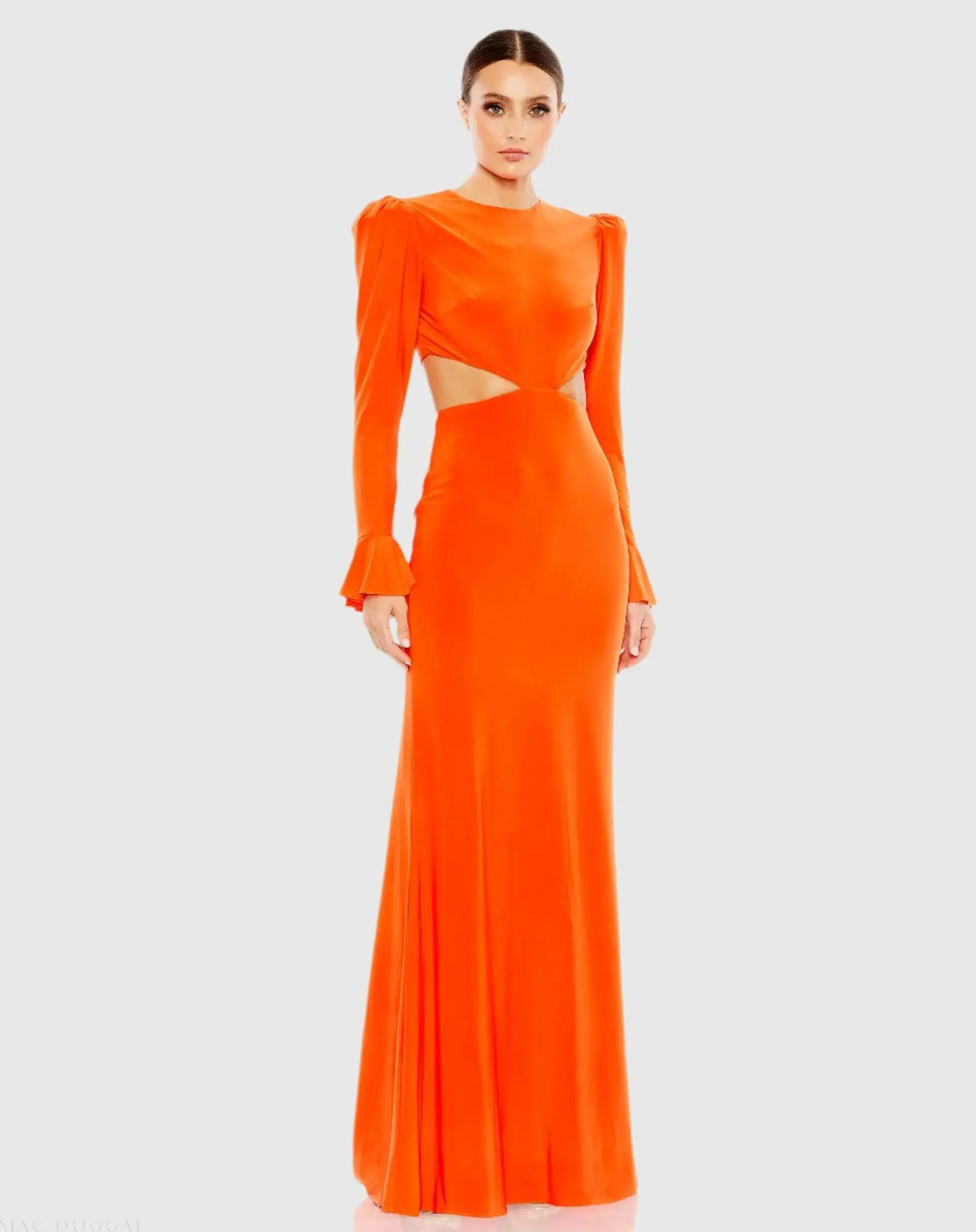 Long Sleeve Puff Shoulder Cut Out Gown - Image 2