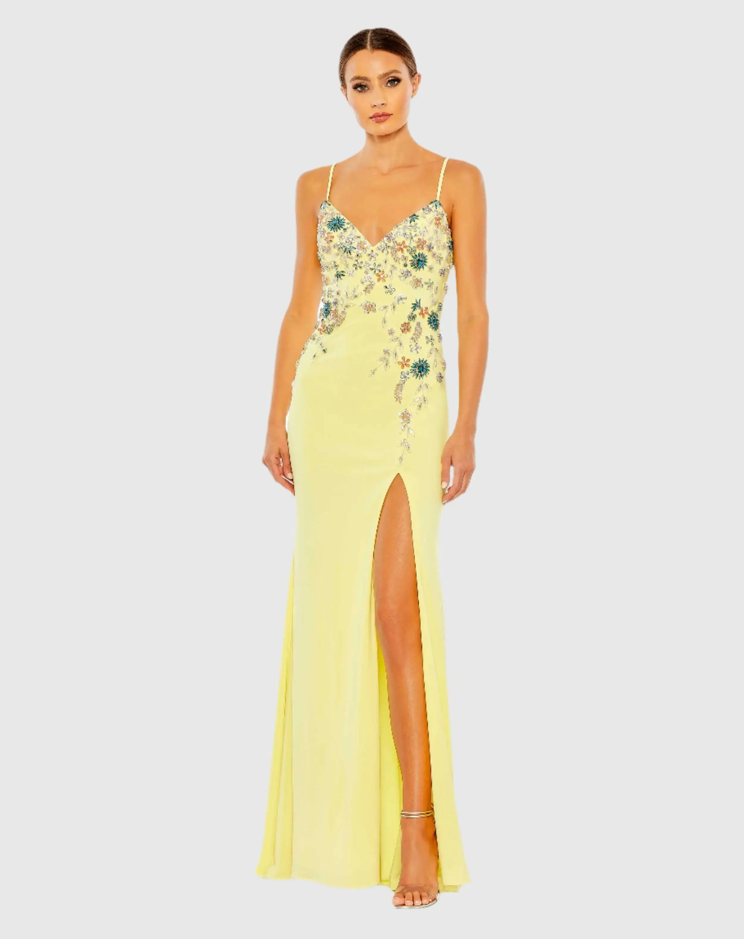 Multi Color Beaded Floral Cami Gown - Image 2