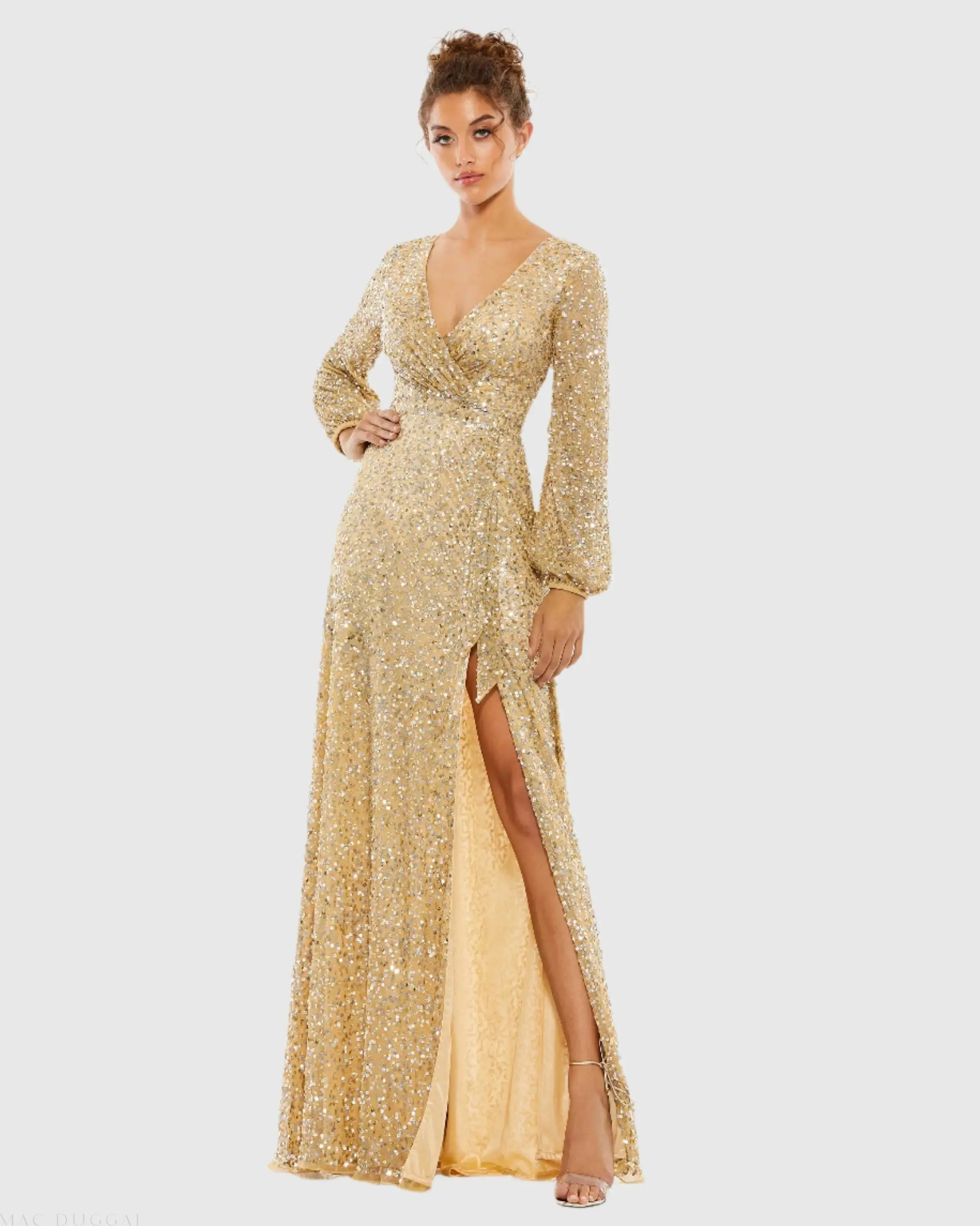 Multi-Colored Sequin Long Sleeve Gown - Image 2