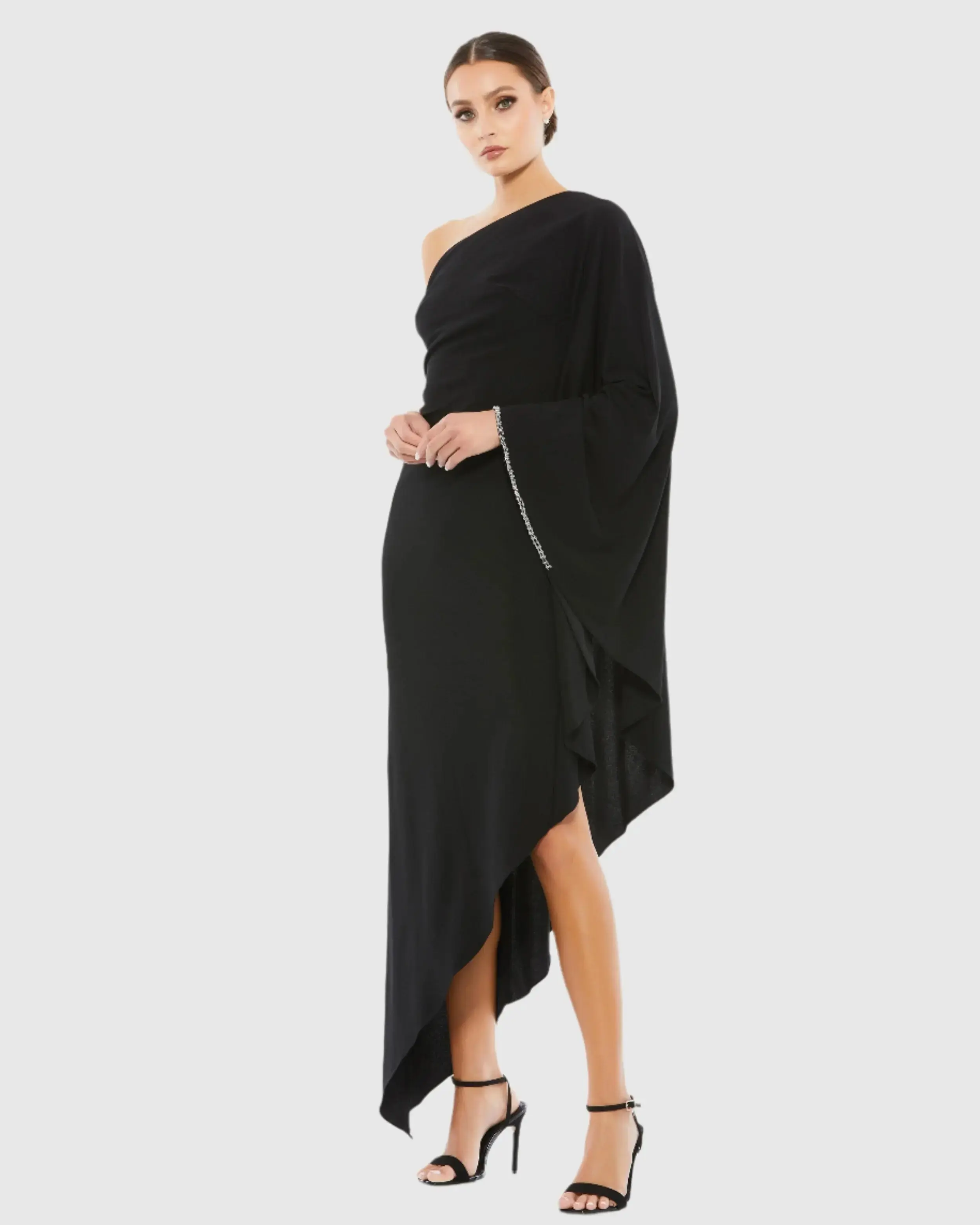 One Shoulder Asymmetrical Hem Flowy Dress - Image 2