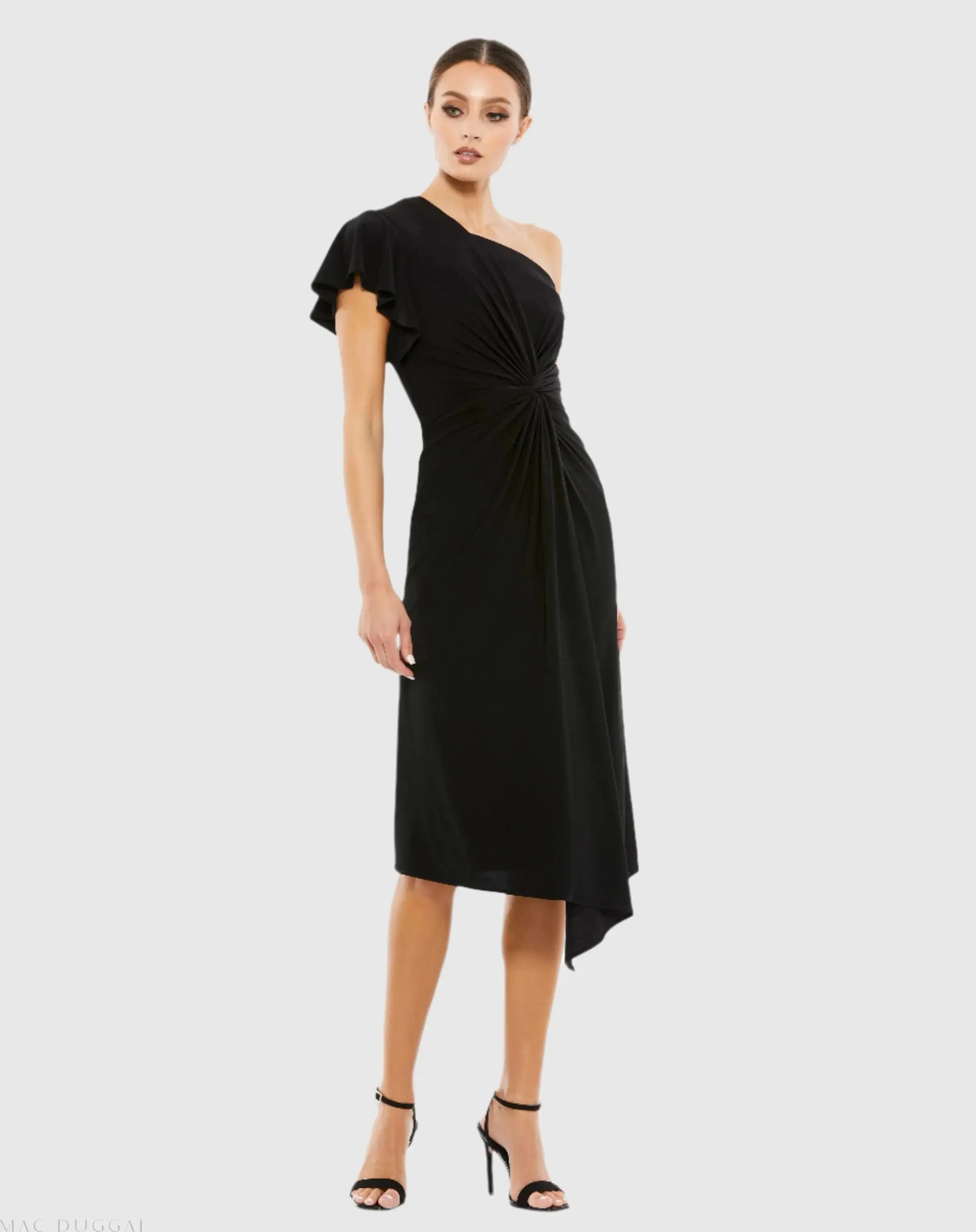 One Shoulder Midi Length Jersey Dress - Image 2