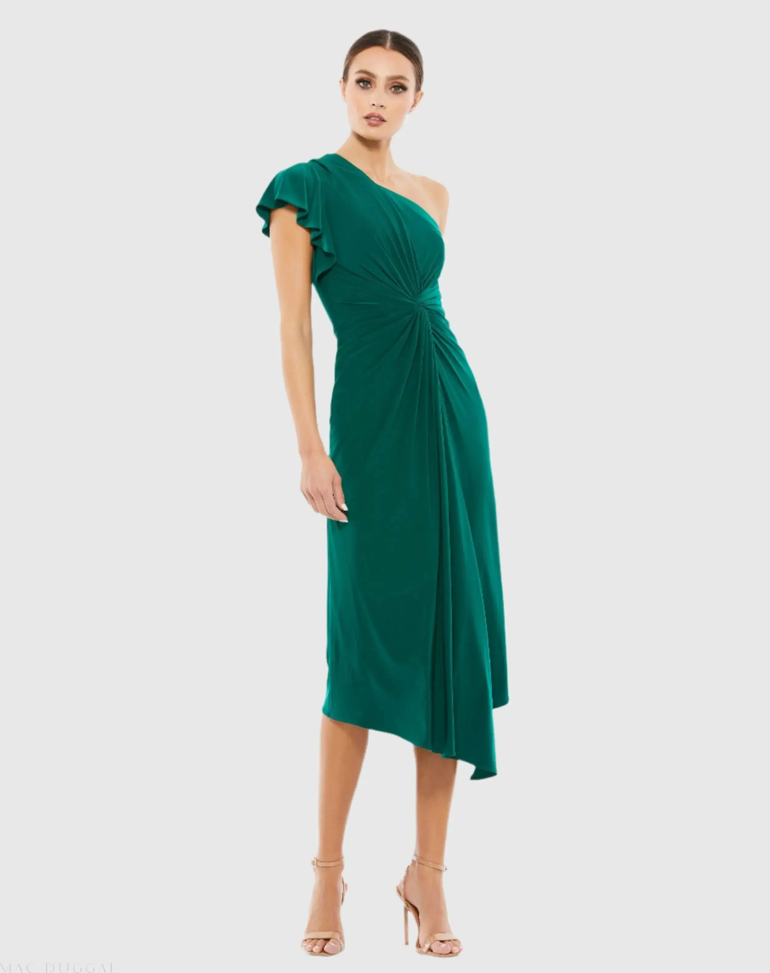 One Shoulder Midi Length Jersey Dress - Image 4