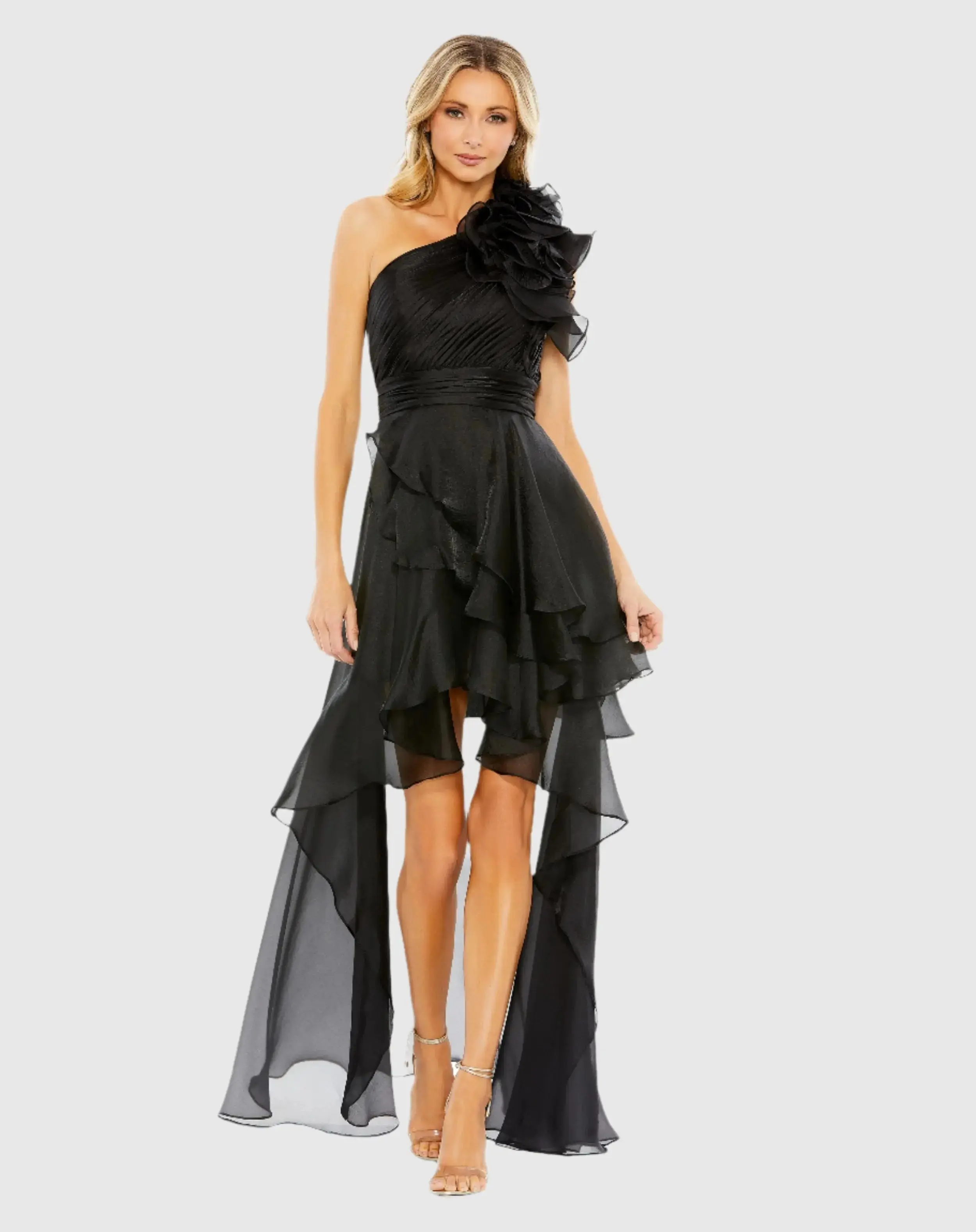 One Shoulder Ruffle High Low Gown - Image 2