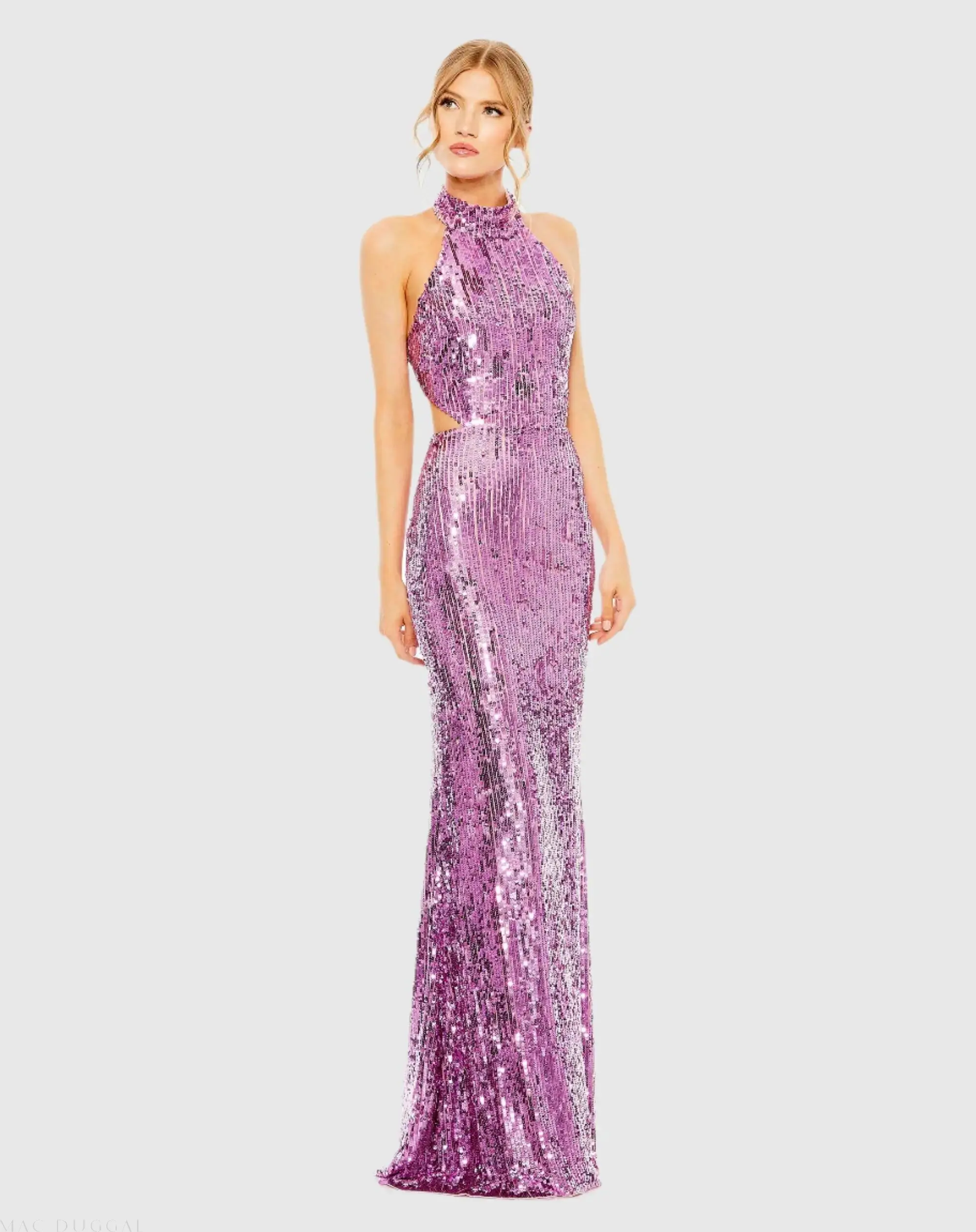Open Back High Neck Sequin Gown - Image 2