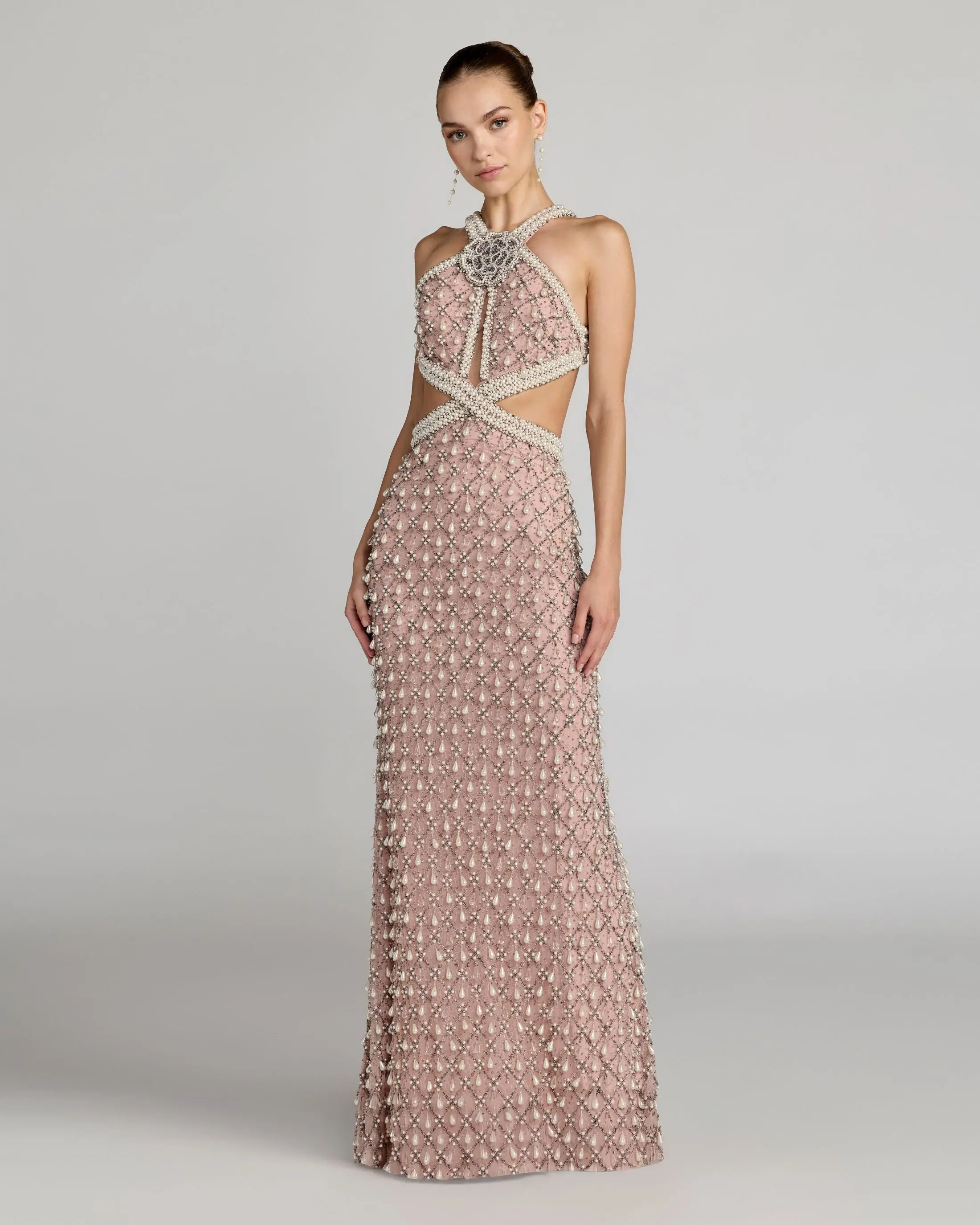 Pearl Embellished Open Back Gown - Image 2