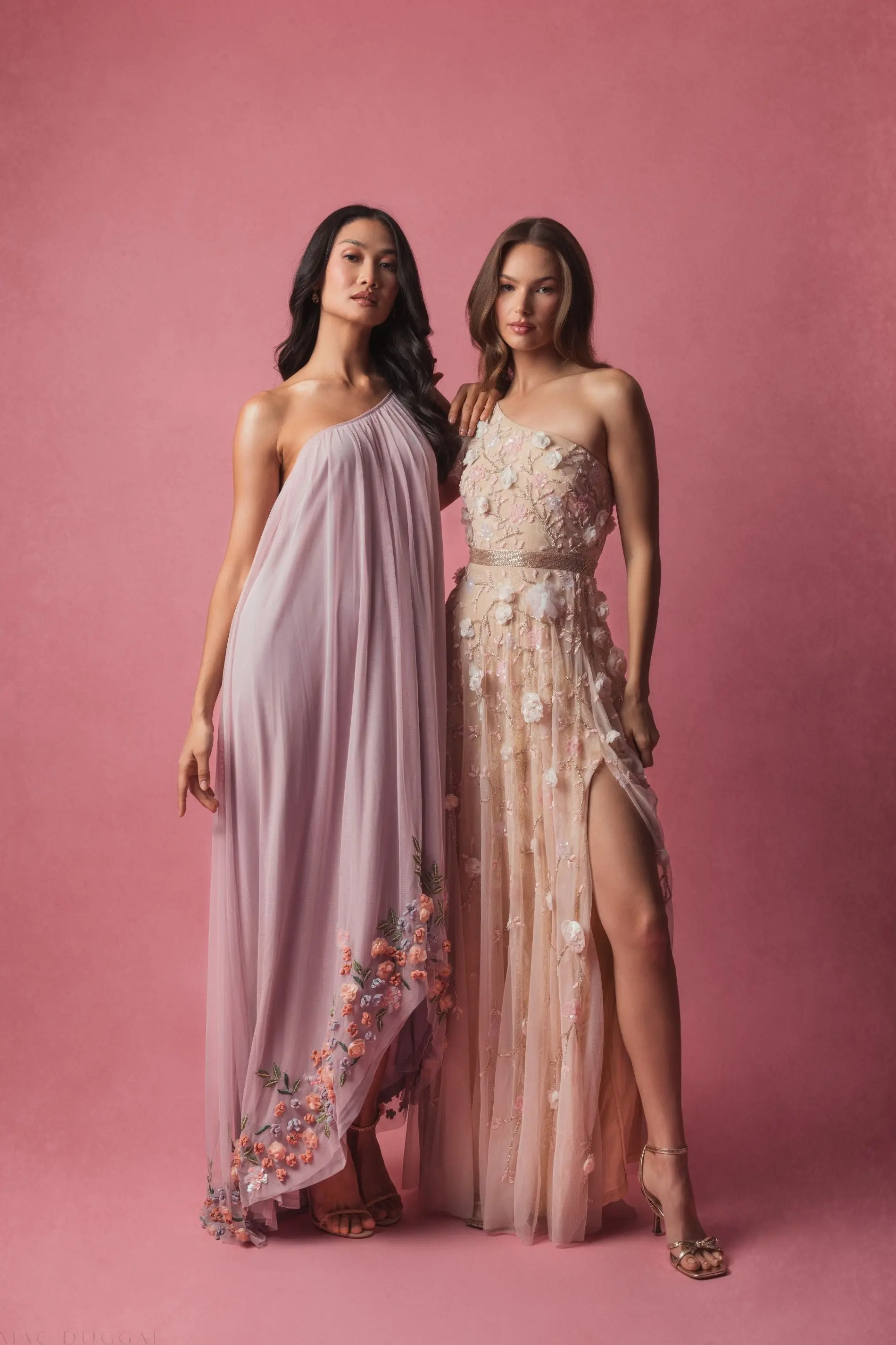 Purple One Shoulder Embellished Trapeze Gown - Image 4